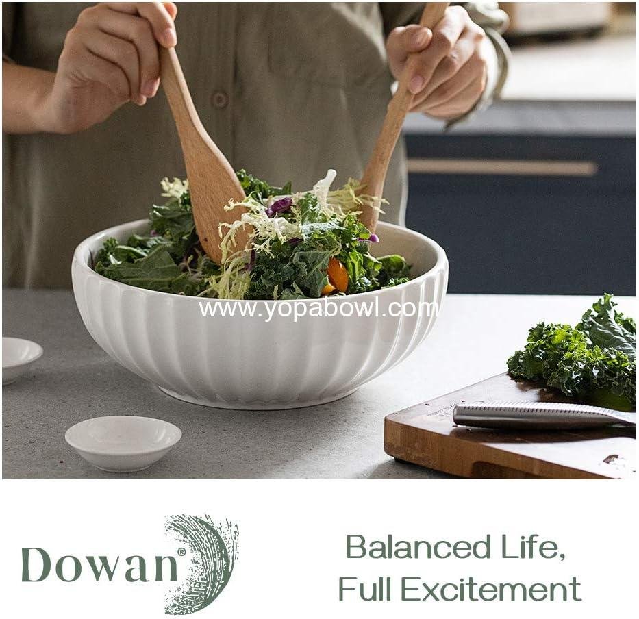 Wholesale 9.8'' Pumpkin-Shaped Serving Bowls, 86 oz Large Salad Dishes, Set of 2 for Christmas, Entertaining, Kitchen, Dinner, Banquet, Housewarming Gift, Soft White Factory