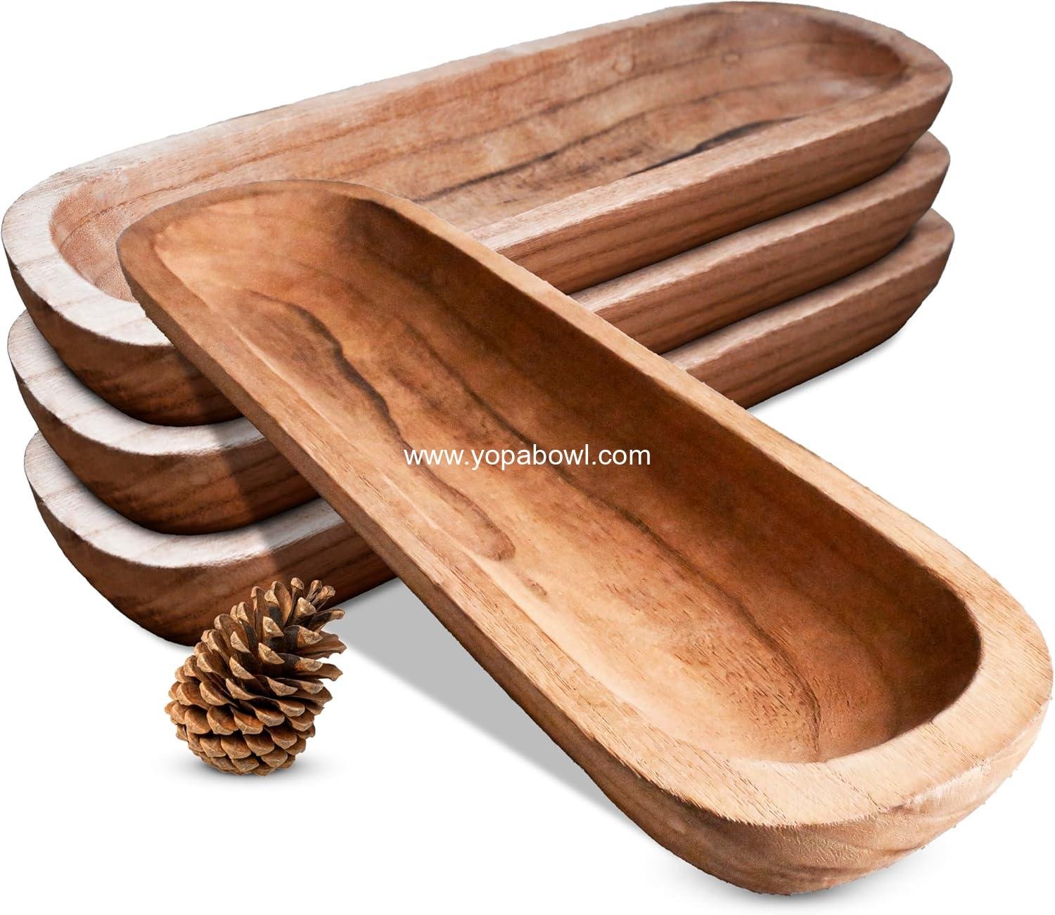 Dough Bowls for Decor – 1 Piece Decorative Wooden Potpourri Bowl, Centerpiece for Dining, Living Room & Kitchen Table, Large Long Rustic Vintage Decoration – Farmhouse Home Country Decorations