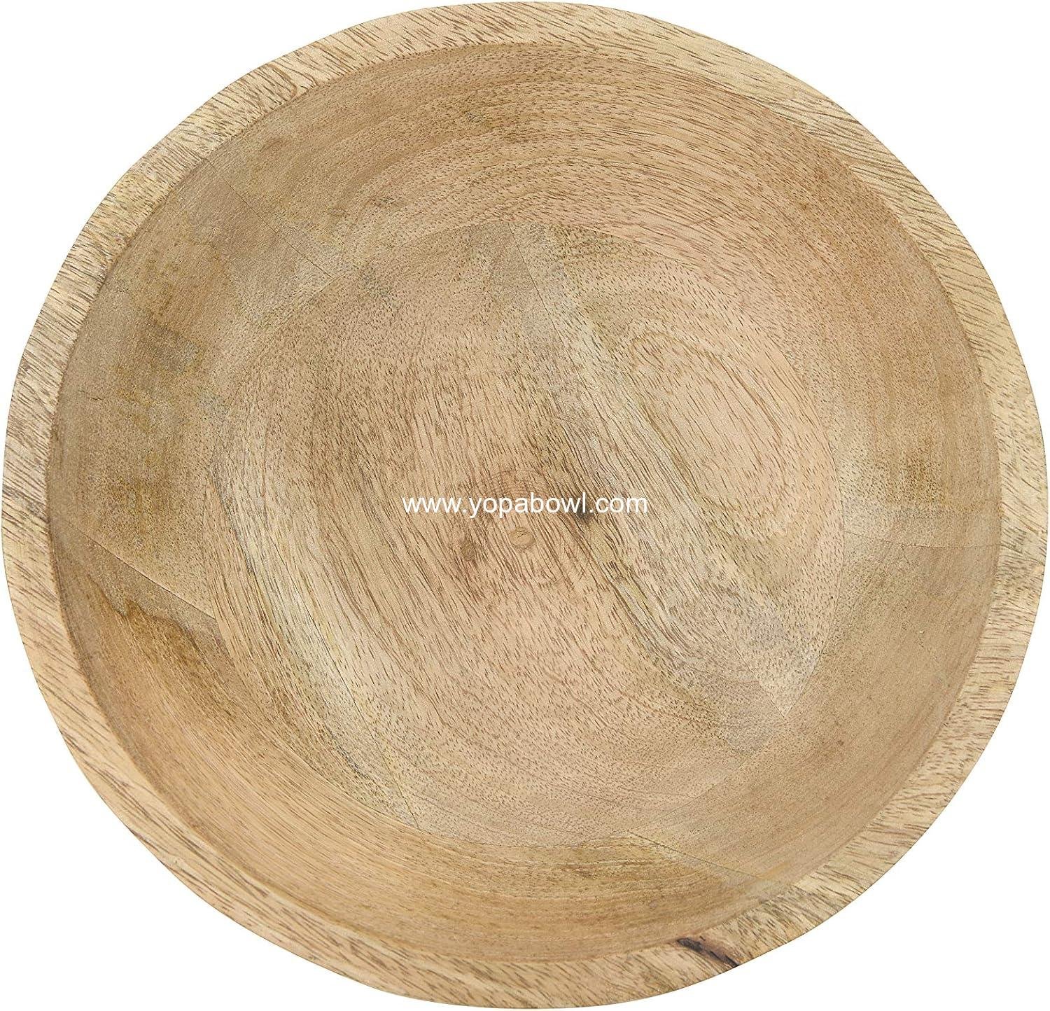 Wholesale Ridged Mango Wood Footed Bowl - Brown, 12 inches - Factory Wholesale Ridged Mango Wood Footed Bowl - Brown, 12 inches - Factory