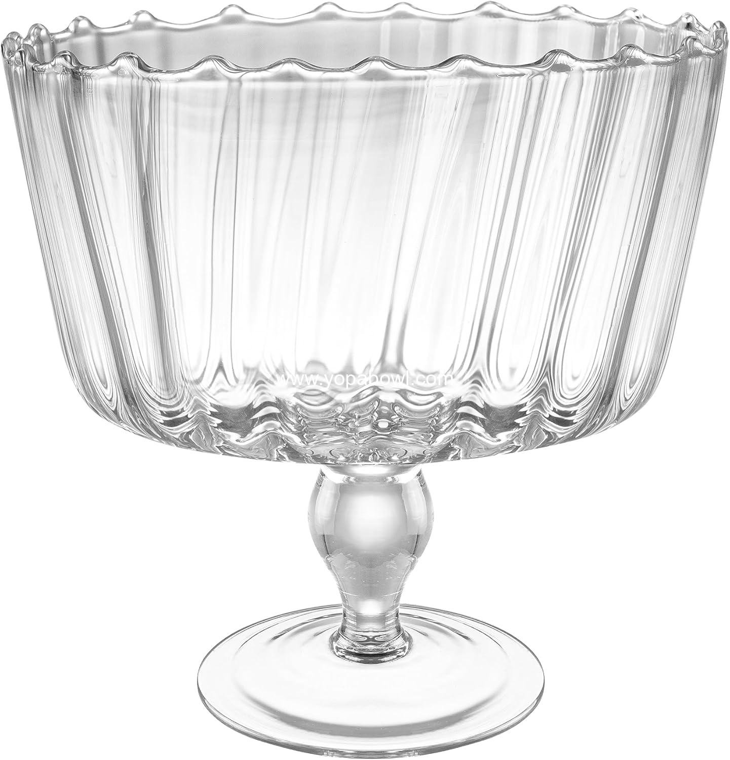 Wholesale Large Glass Trifle Bowl with Scallop Design - 9