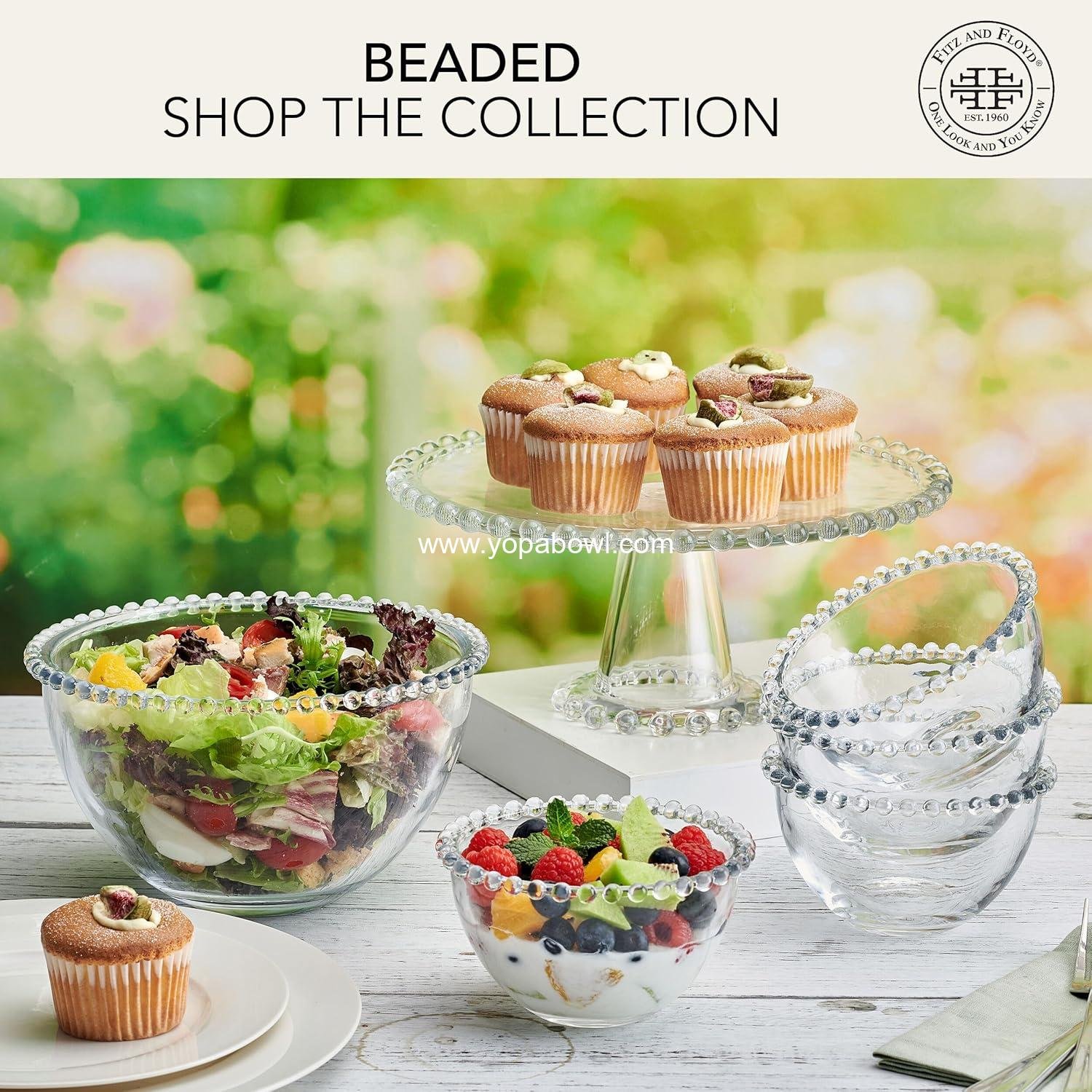 Wholesale Beaded Glass Fruit Salad Bowl, 8.25 Inch - Manufacturer Wholesale Beaded Glass Fruit Salad Bowl, 8.25 Inch - Manufacturer