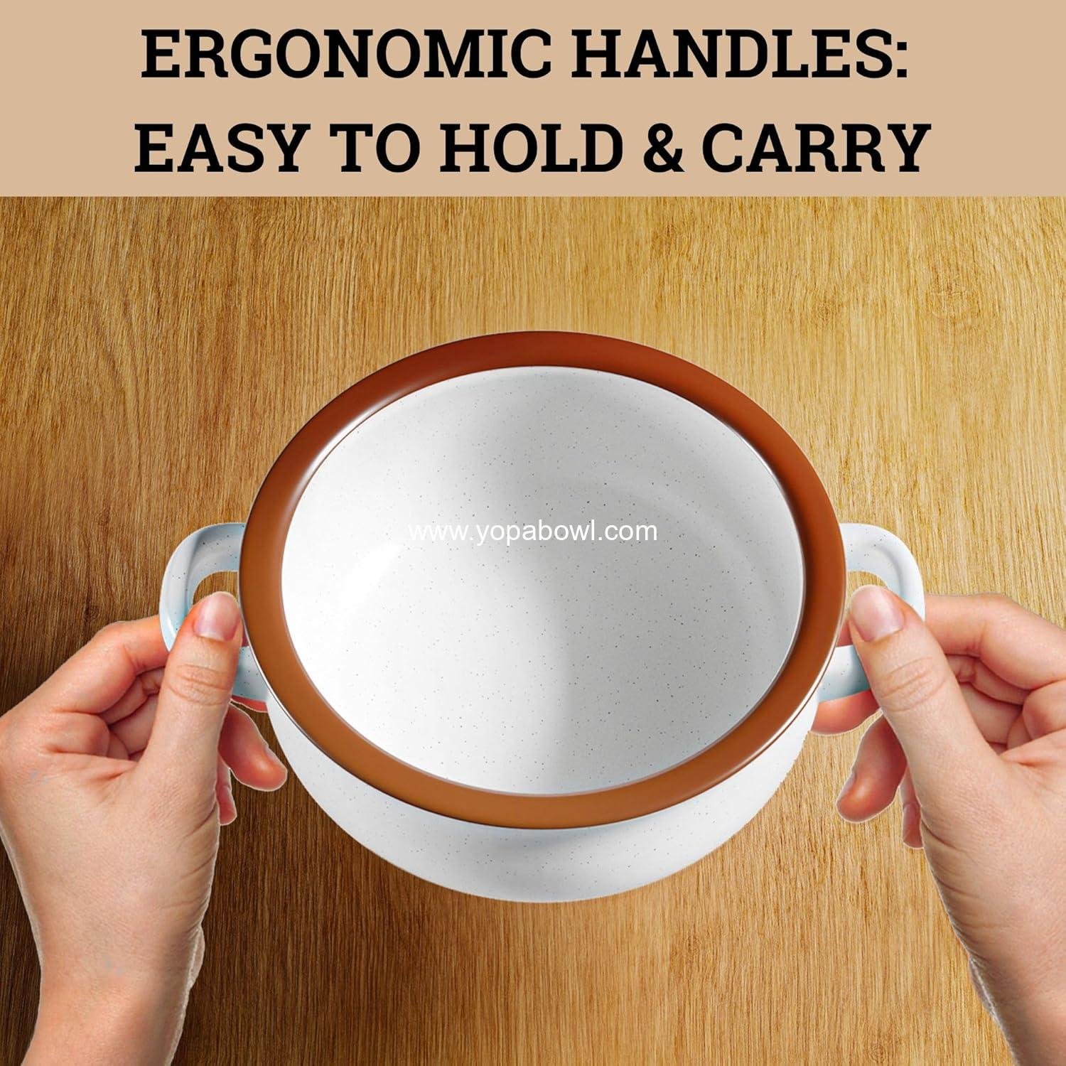 OEM Ceramic Soup Bowls With Handles Set of 4 - 20 oz French Onion Soup Bowls - Oven, Dishwasher & Microwave Safe - Ideal for Chili, Gumbo, Chowder - Soup Bowls With Handle - French Onion Crock Factory