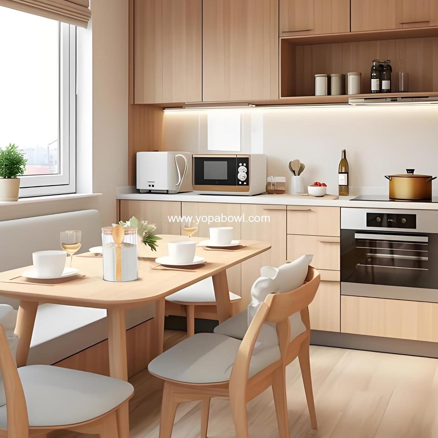 Wholesale Glass Jar Sugar Container with Bamboo Spoon and Lid 16 oz for Food Storage, Coffee, Cereal, Nuts, Salts, Tea, Flour, and Spices - Factory