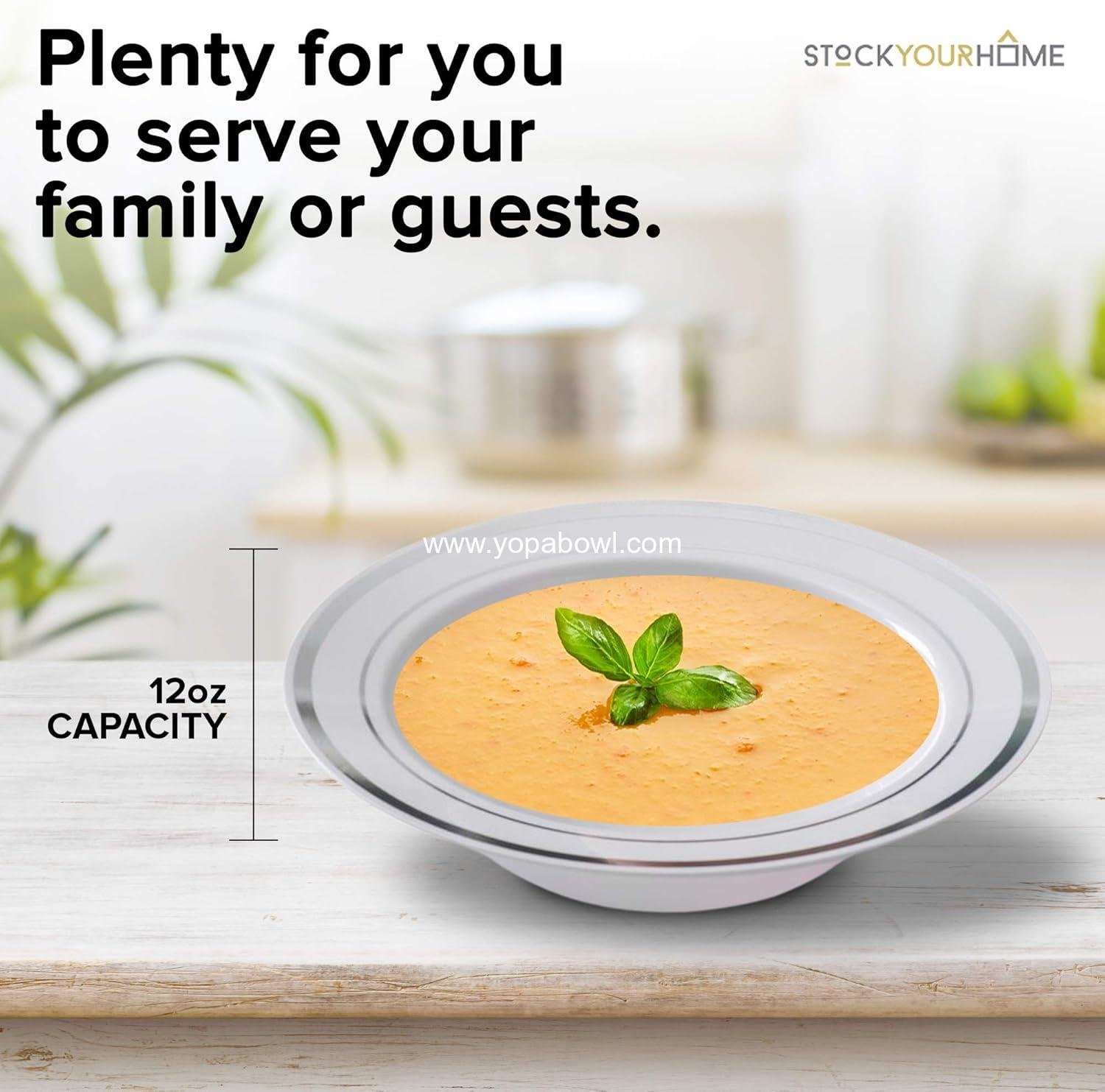 Wholesale Elegant Disposable Plastic Party Bowls - 50 Pack, 12 Oz Shatterproof Dinnerware for Catering, Weddings, Holidays, and Everyday Use (Silver) Factory