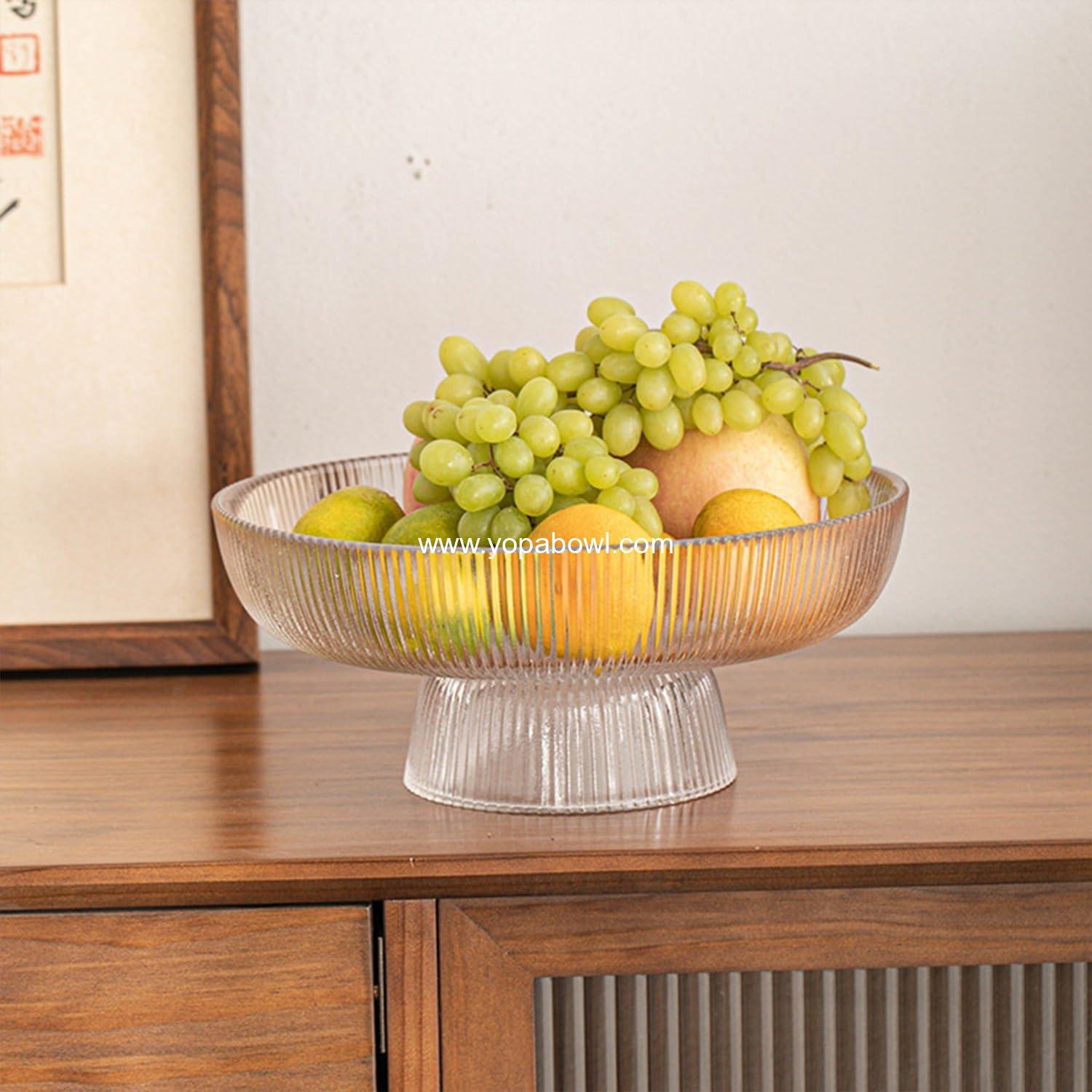 Wholesale Decorative Glass Fruit Bowl, Pedestal Bowl for Table Décor and Kitchen Counter (Clear) - Factory