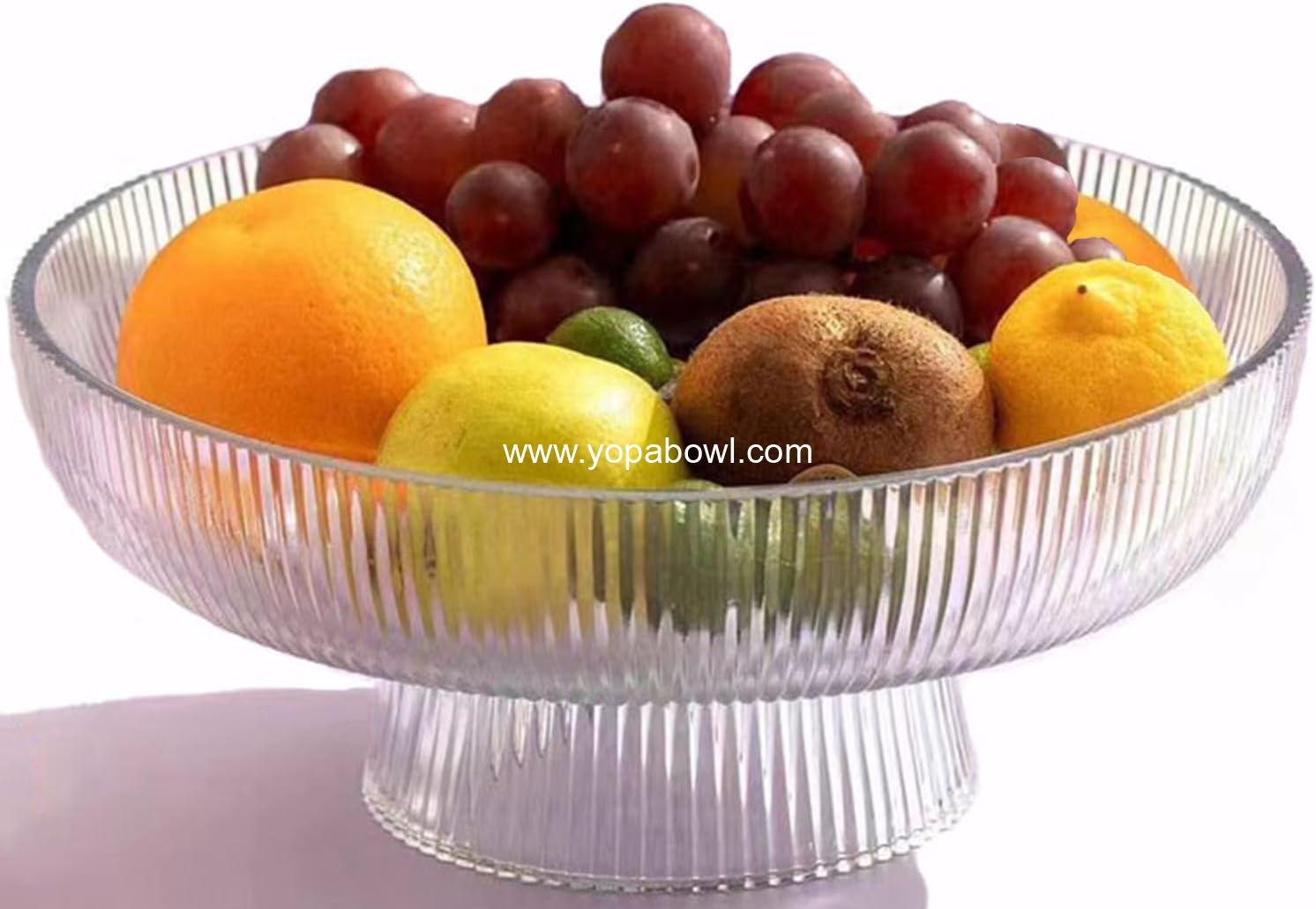 Wholesale Decorative Glass Fruit Bowl, Pedestal Bowl for Table Décor and Kitchen Counter (Clear) - Factory