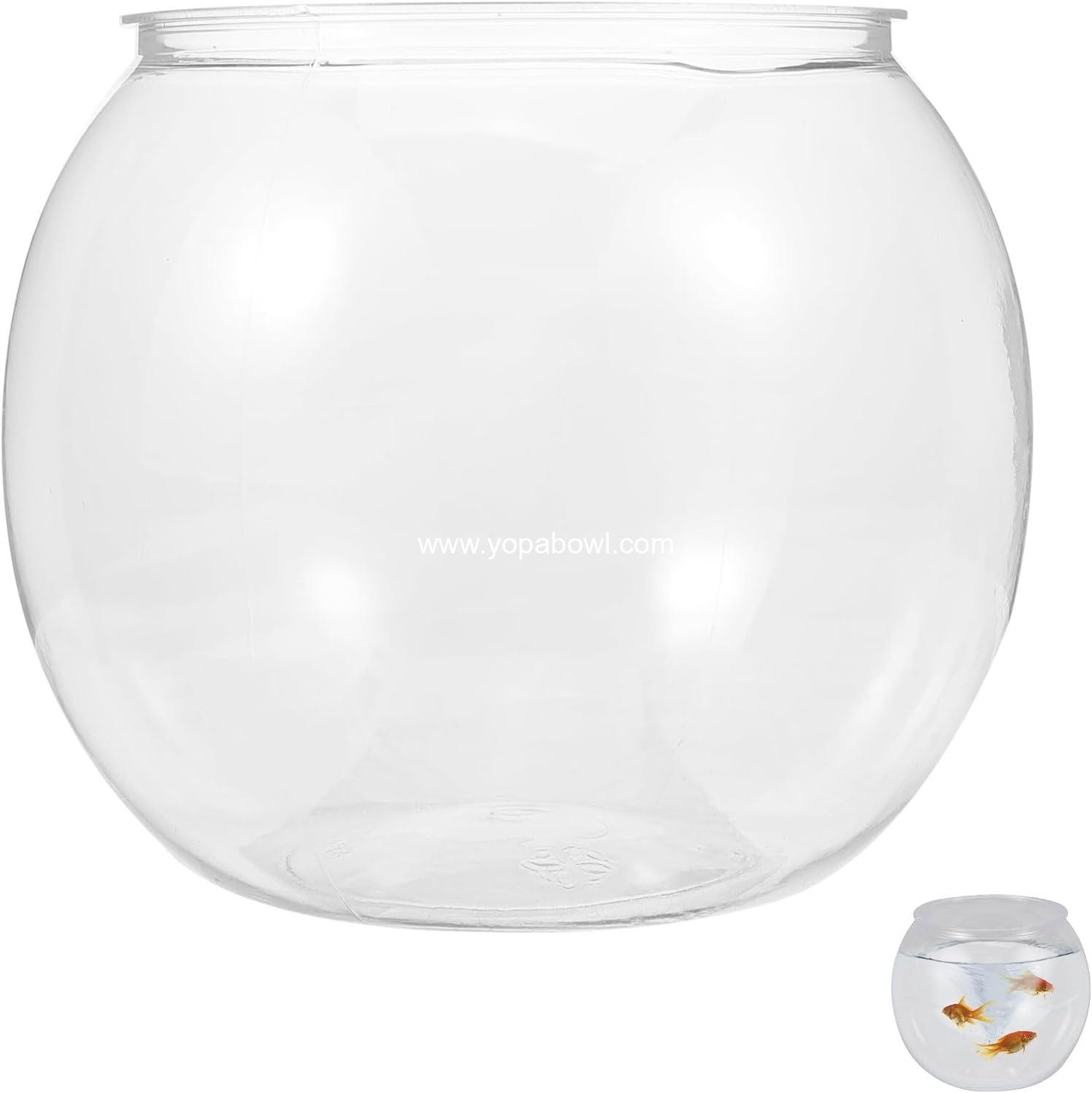 Mipcase Plastic Fish Bowl, Round Goldfish Tank Small Betta Fish Bowl Clear Fish Tank Bowl Desktop Goldfish Bowl for Home Decor