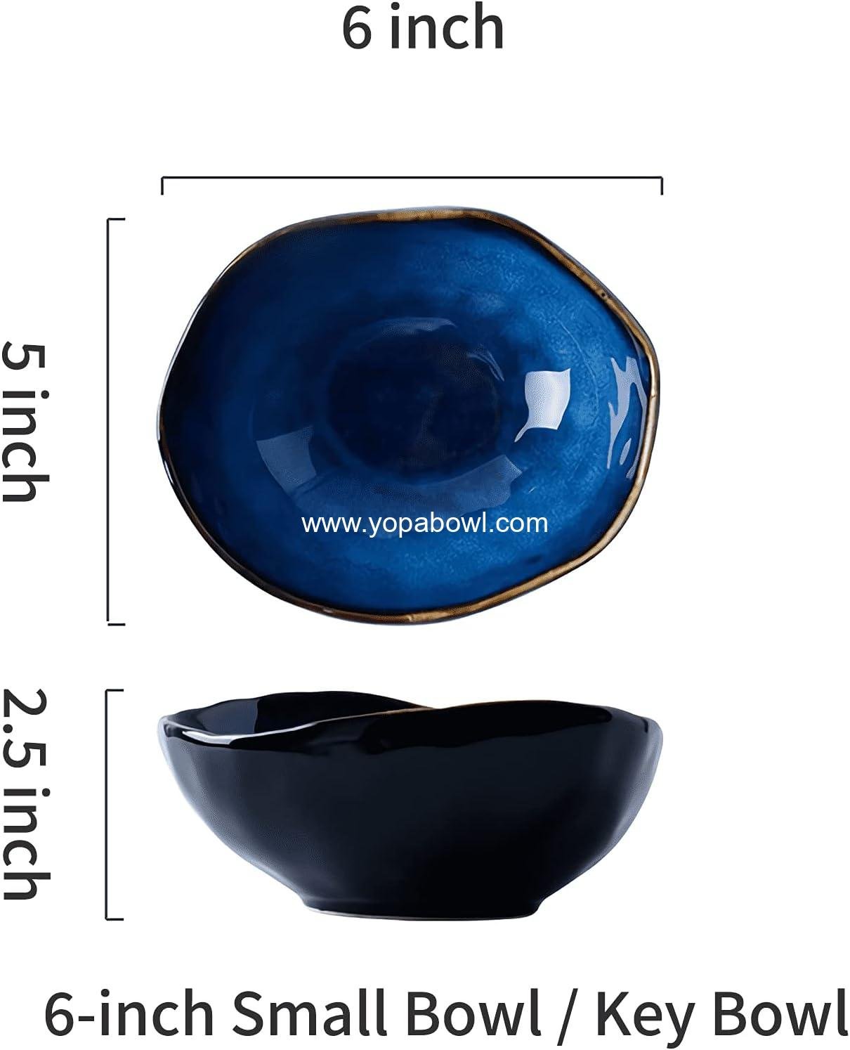 Wholesale Porcelain Decorative Bowl - Blue Pottery Key Bowl, Versatile Small Jewelry or Trinket Dish with Blue Glaze for Entryway or Bedroom Gift Decor (6'' Bowl) Factory