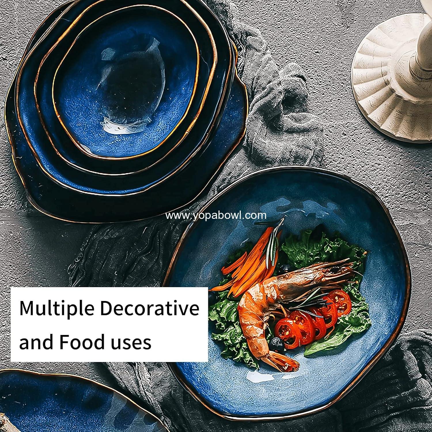 Wholesale Porcelain Decorative Bowl - Blue Pottery Key Bowl, Versatile Small Jewelry or Trinket Dish with Blue Glaze for Entryway or Bedroom Gift Decor (6'' Bowl) Factory