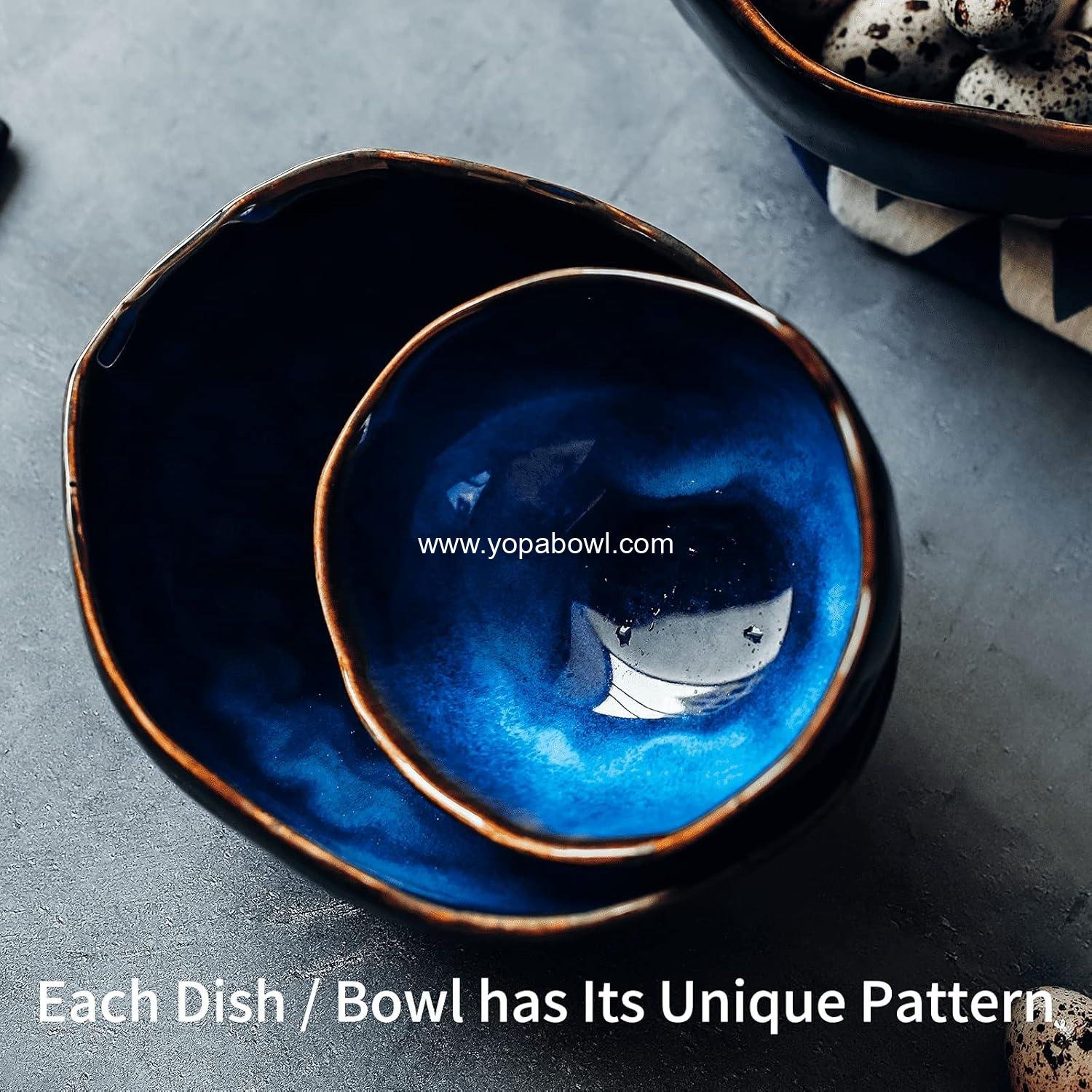 Wholesale Porcelain Decorative Bowl - Blue Pottery Key Bowl, Versatile Small Jewelry or Trinket Dish with Blue Glaze for Entryway or Bedroom Gift Decor (6'' Bowl) Factory