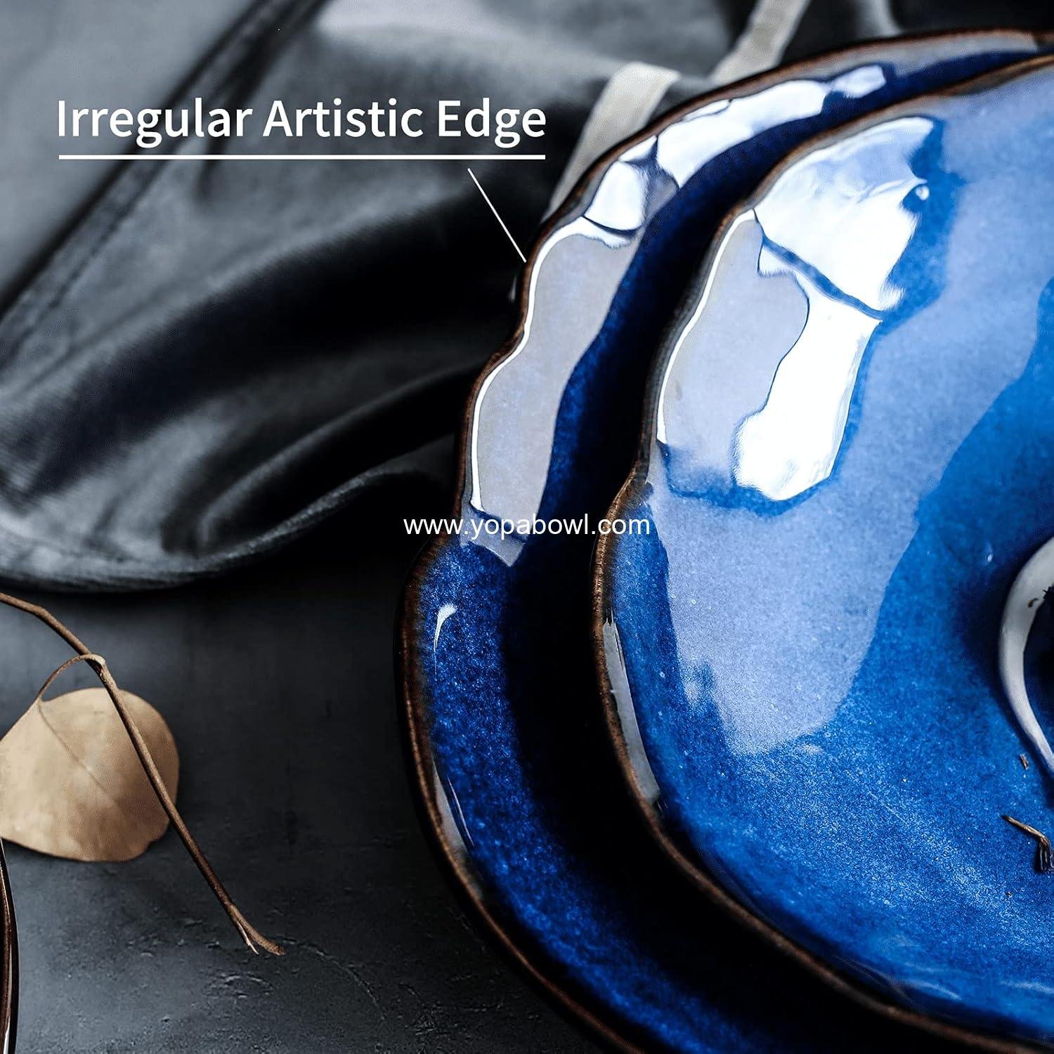 Wholesale Porcelain Decorative Bowl - Blue Pottery Key Bowl, Versatile Small Jewelry or Trinket Dish with Blue Glaze for Entryway or Bedroom Gift Decor (6'' Bowl) Factory