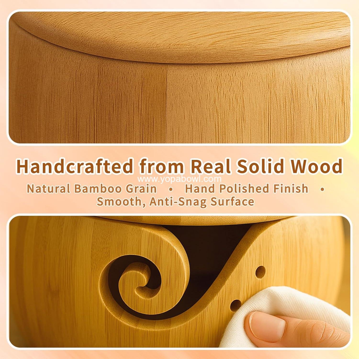Wholesale Large Wooden Yarn Bowl with Lid – Bamboo Yarn Holder for Crochet & Knitting, Handmade Anti-Tangle Storage (8.3