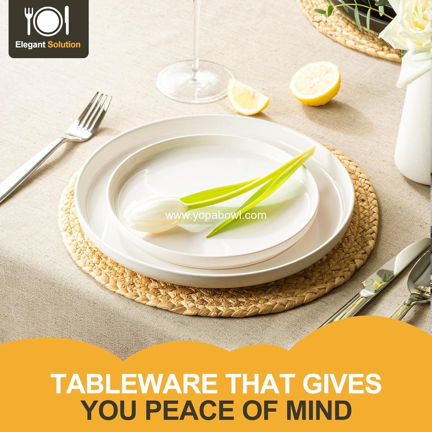 Wholesale 12-Piece Stoneware Dinnerware Set for 4, Ceramic Plates and Bowls, Scratch Resistant, Dishwasher & Microwave Safe - Factory