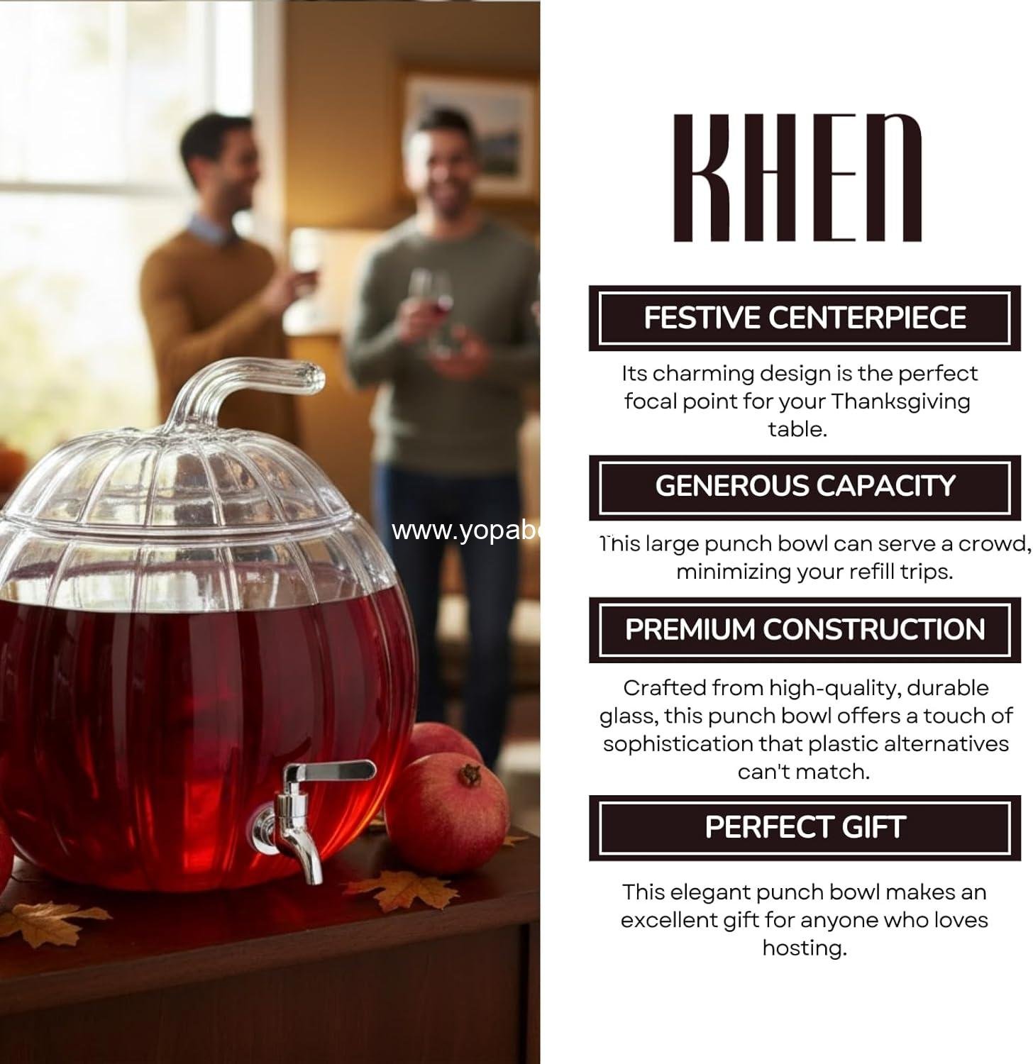 Wholesale Glass Pumpkin Drink Dispenser 2 Gallon | Thanksgiving & Winter Beverage Server with Spigot | Clear Pumpkin Punch Bowl for Parties, Harvest Gatherings, Kitchen Bar & Holiday Drink Station Factory