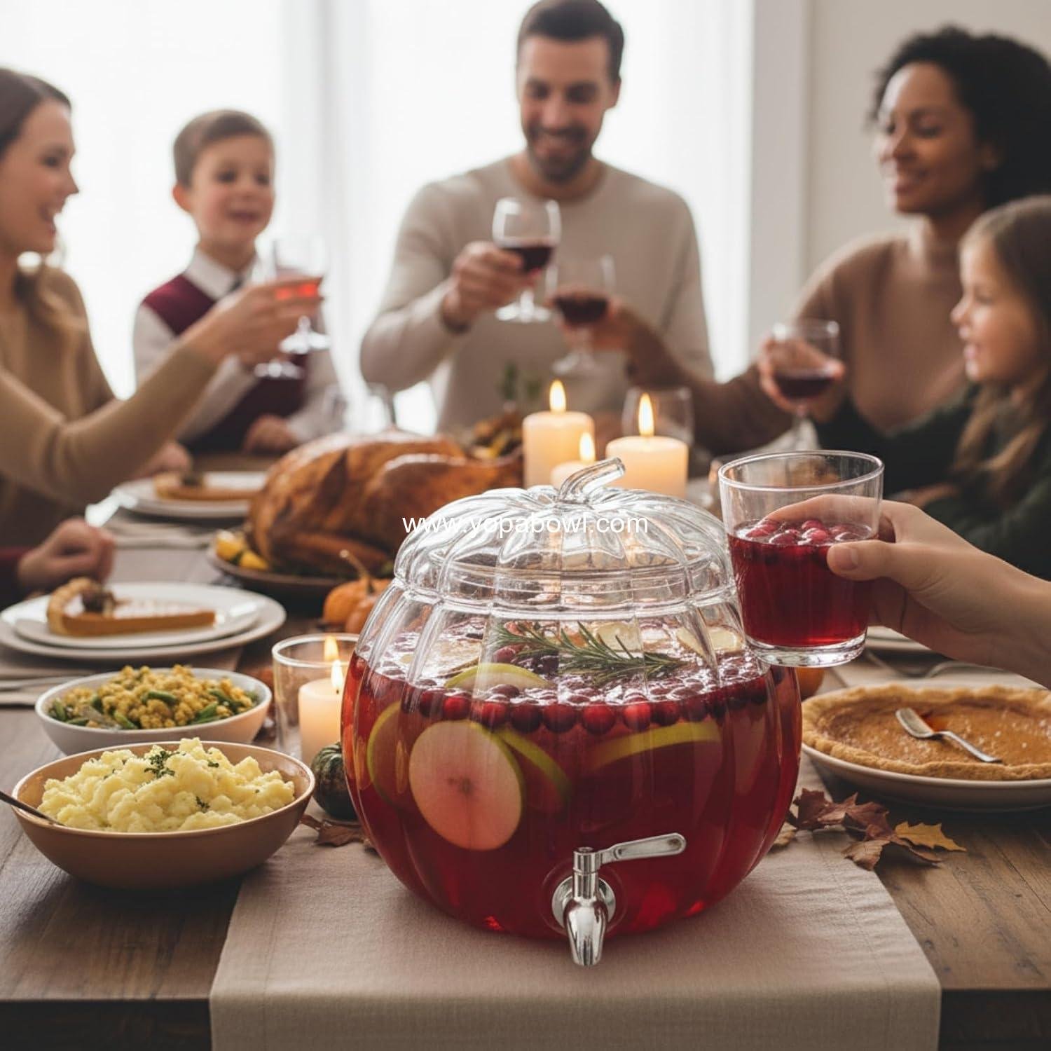 Wholesale Glass Pumpkin Drink Dispenser 2 Gallon | Thanksgiving & Winter Beverage Server with Spigot | Clear Pumpkin Punch Bowl for Parties, Harvest Gatherings, Kitchen Bar & Holiday Drink Station Factory