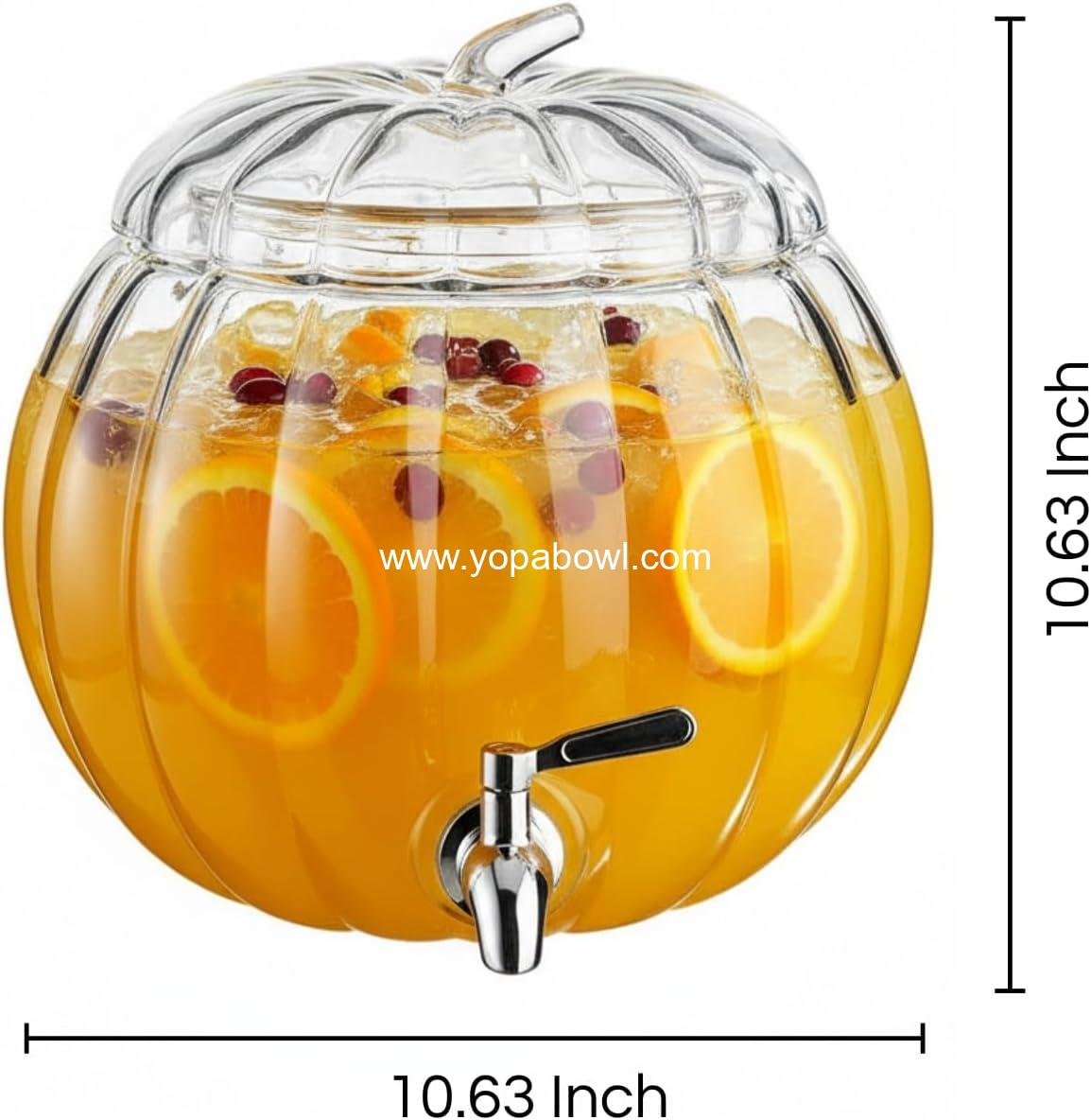 Wholesale Glass Pumpkin Drink Dispenser 2 Gallon | Thanksgiving & Winter Beverage Server with Spigot | Clear Pumpkin Punch Bowl for Parties, Harvest Gatherings, Kitchen Bar & Holiday Drink Station Factory