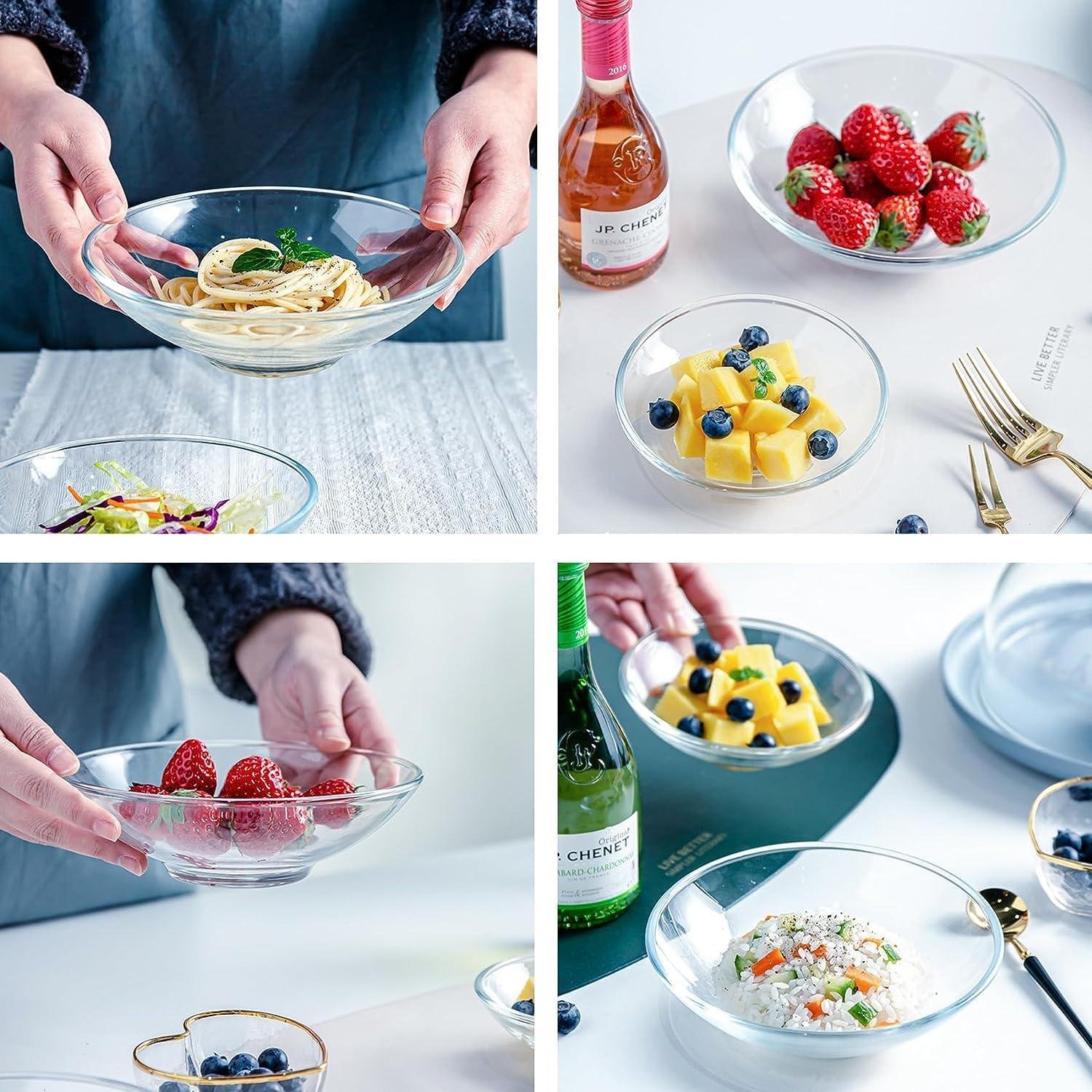 Wholesale Clear Glass Bowls - 15oz Cereal, Pasta, Soup & Dessert Bowls - 7 Inch Set of 2 Factory Wholesale Clear Glass Bowls - 15oz Cereal, Pasta, Soup & Dessert Bowls - 7 Inch Set of 2 Factory