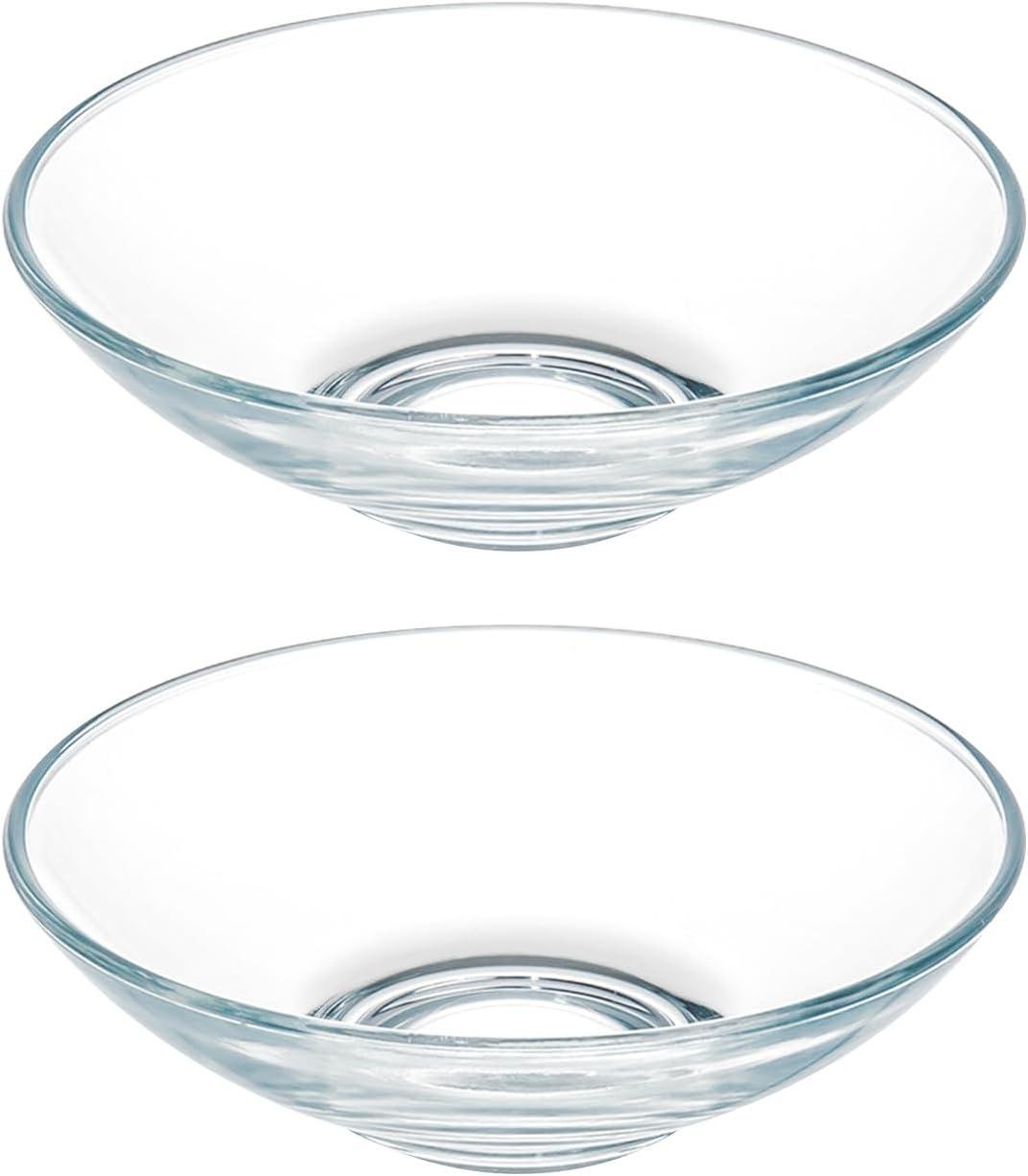 FOYO Clear Glass Bowls - 15oz Cereal, Pasta, Soup & Dessert Bowls - 7 inch Set of 2
