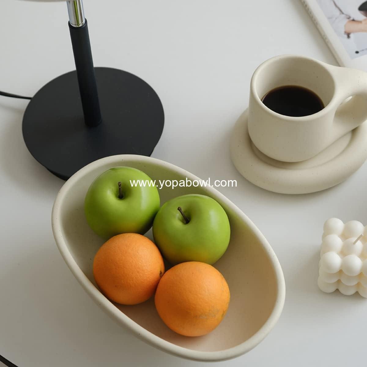 Wholesale Three-Legs Ceramic Fruit Bowl for Kitchen Counter, 10-inch Oval Decorative Bowl for Table Décor, Large Bowl for Breads (Matte Crème) Factory Wholesale Three-Legs Ceramic Fruit Bowl for Kitchen Counter, 10-inch Oval Decorative Bowl for Table Décor, Large Bowl for Breads (Matte Crème) Factory