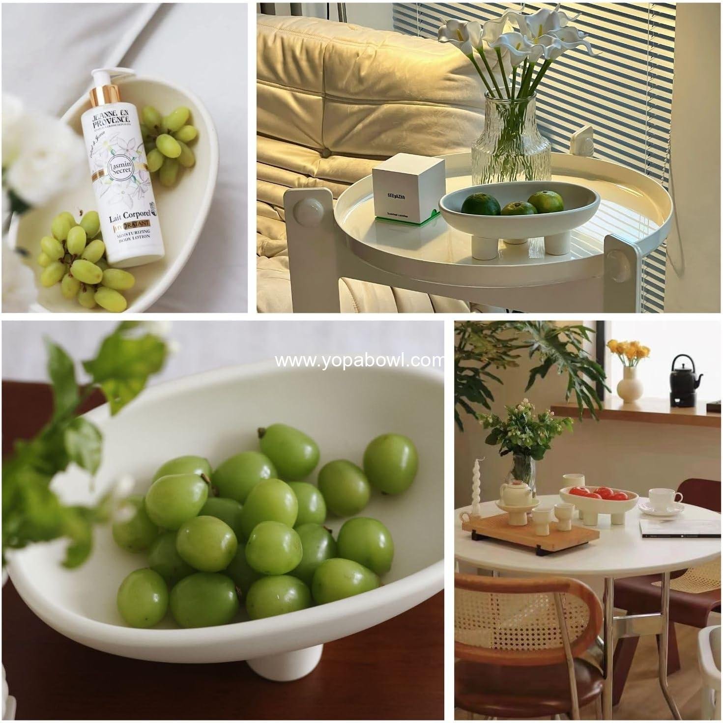 Wholesale Three-Legs Ceramic Fruit Bowl for Kitchen Counter, 10-inch Oval Decorative Bowl for Table Décor, Large Bowl for Breads (Matte Crème) Factory Wholesale Three-Legs Ceramic Fruit Bowl for Kitchen Counter, 10-inch Oval Decorative Bowl for Table Décor, Large Bowl for Breads (Matte Crème) Factory