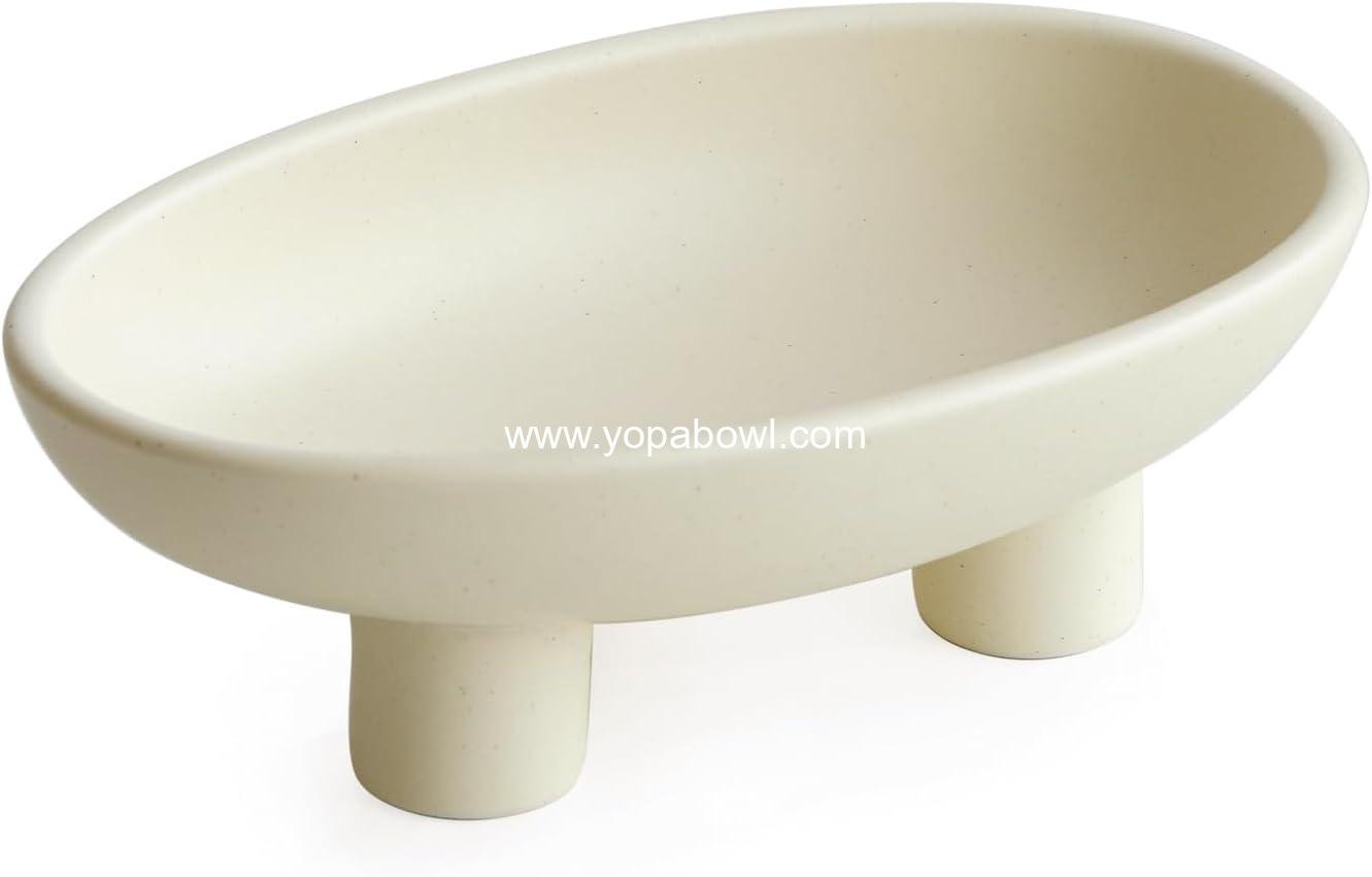 Wholesale Three-Legs Ceramic Fruit Bowl for Kitchen Counter, 10-inch Oval Decorative Bowl for Table Décor, Large Bowl for Breads (Matte Crème) Factory Wholesale Three-Legs Ceramic Fruit Bowl for Kitchen Counter, 10-inch Oval Decorative Bowl for Table Décor, Large Bowl for Breads (Matte Crème) Factory