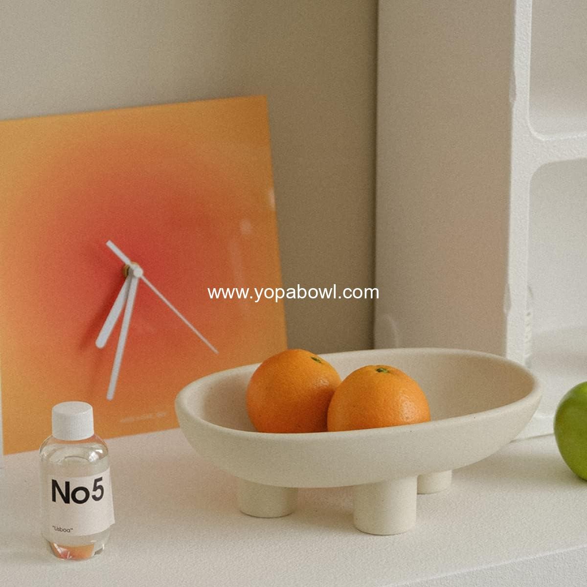 Wholesale Three-Legs Ceramic Fruit Bowl for Kitchen Counter, 10-inch Oval Decorative Bowl for Table Décor, Large Bowl for Breads (Matte Crème) Factory Wholesale Three-Legs Ceramic Fruit Bowl for Kitchen Counter, 10-inch Oval Decorative Bowl for Table Décor, Large Bowl for Breads (Matte Crème) Factory