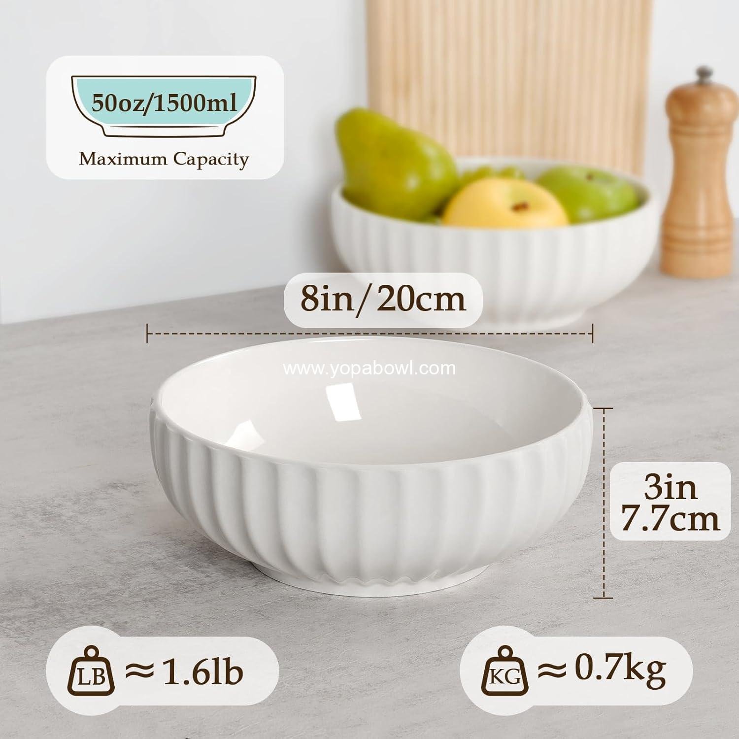 Wholesale 50oz Ceramic Salad Bowls Set, 2 Pack for Entertaining, Cooking, and Baking, Microwavable Factory