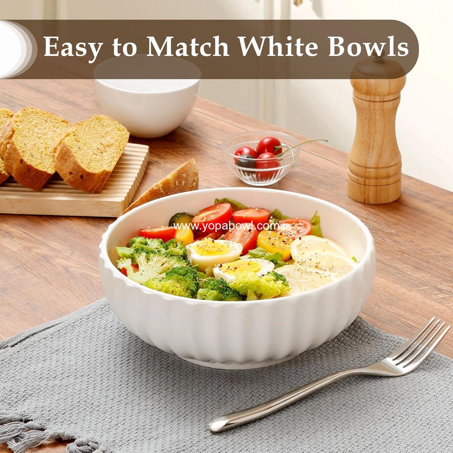 Wholesale 50oz Ceramic Salad Bowls Set, 2 Pack for Entertaining, Cooking, and Baking, Microwavable Factory