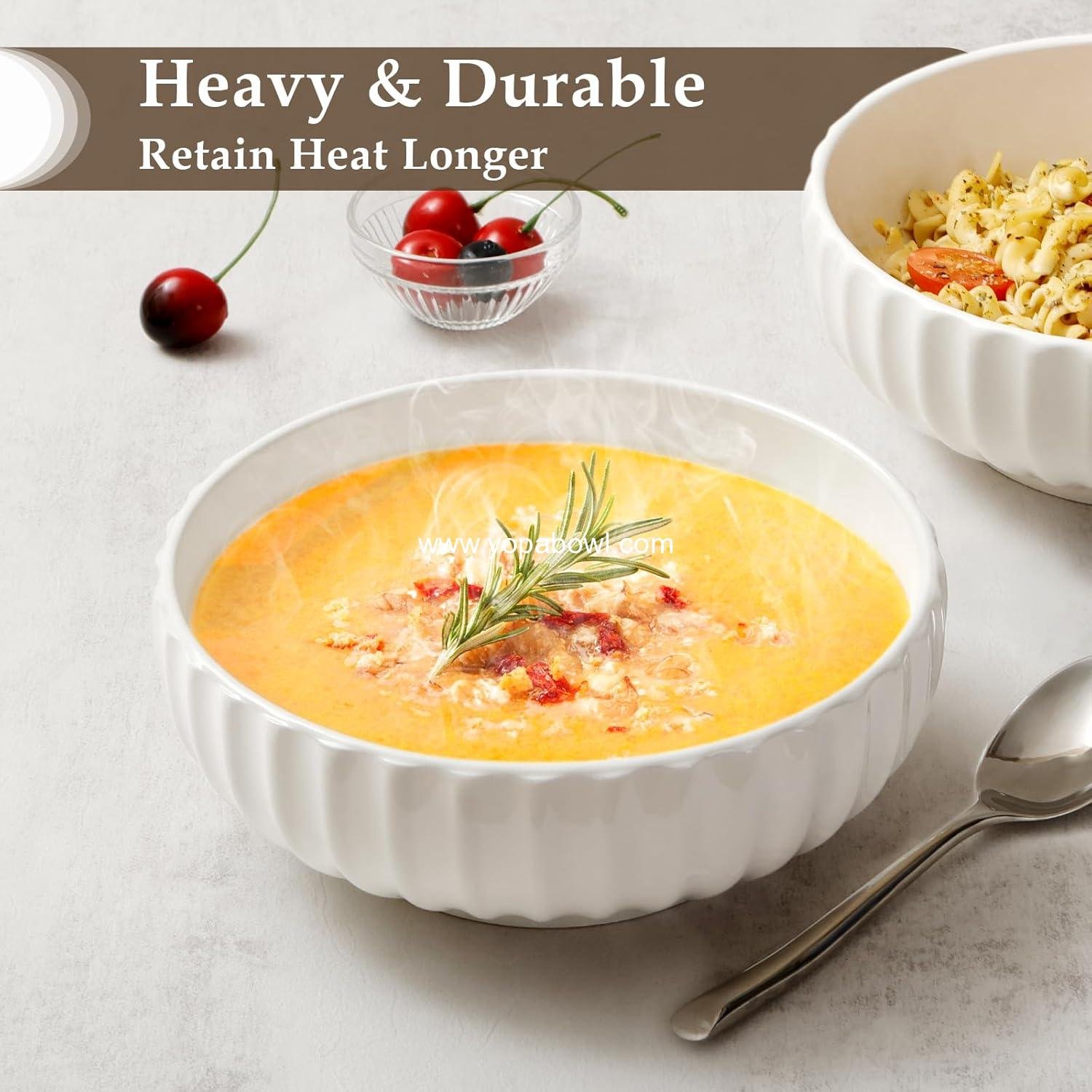 Wholesale 50oz Ceramic Salad Bowls Set, 2 Pack for Entertaining, Cooking, and Baking, Microwavable Factory