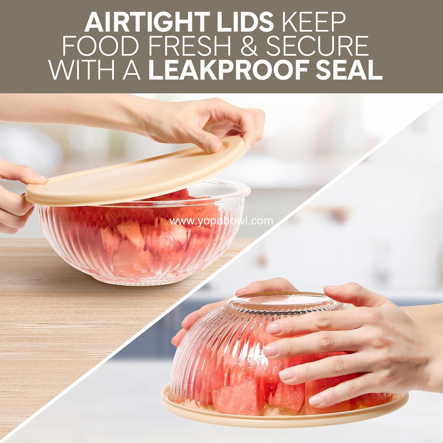 OEM 12-Pc Glass Mixing Bowl Set with Lids – Borosilicate Nesting Bowls for Cooking, Baking, Meal Prep, Fluted Brown Factory