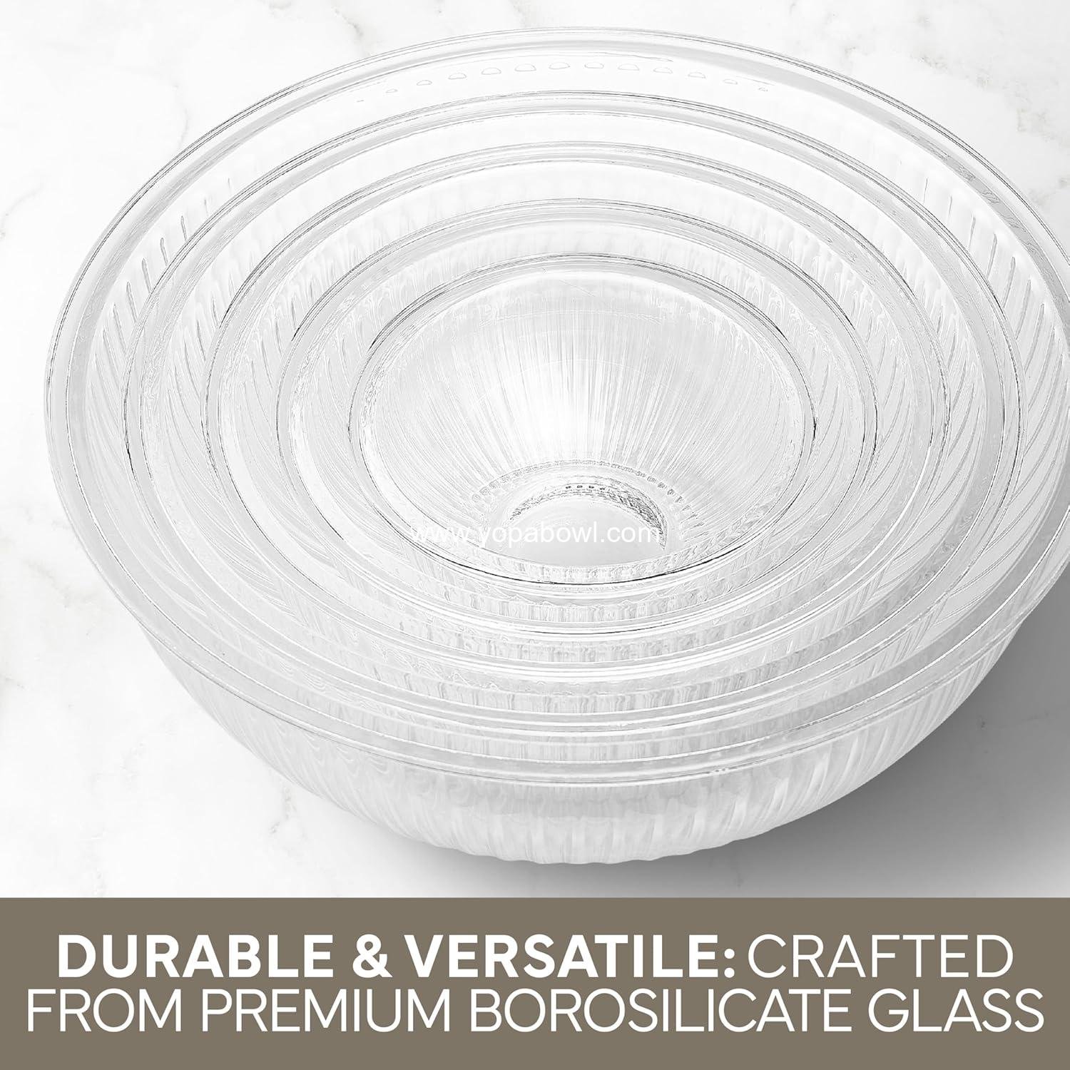 OEM 12-Pc Glass Mixing Bowl Set with Lids – Borosilicate Nesting Bowls for Cooking, Baking, Meal Prep, Fluted Brown Factory