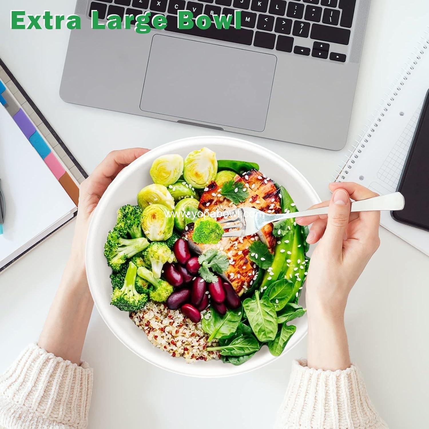 Wholesale 40oz Large Disposable Paper Bowls, 100 Pack Heavy Duty Compostable Sugarcane Bowls for Cereal, Salads, Hot & Cold Food - Factory