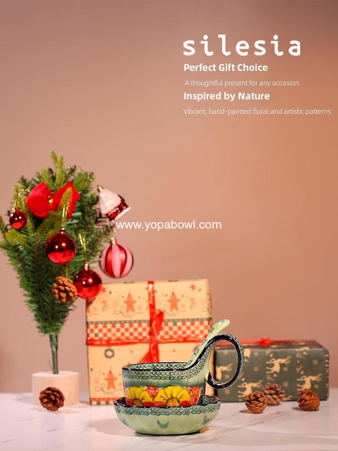 OEM Handmade Ceramic Soup Bowl, Plate, and Spoon Set - Hand Painted Cereal Bowl, Ideal for Soup, Ice Cream, Snacks, and Stew, Gift Box Included, Dishwasher & Microwave Safe, Glazed Green, Wholesale Factory