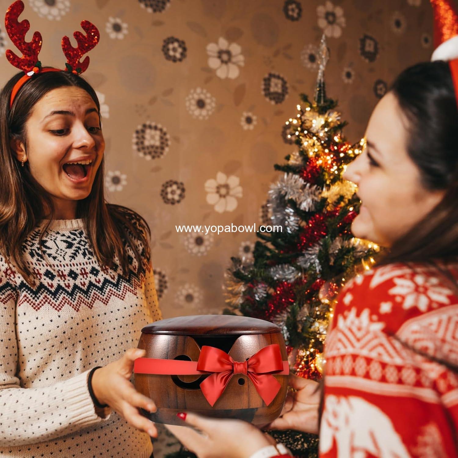 OEM Wooden Yarn Bowl with Lid for Knitting and Crocheting, Handmade Yarn Storage with Storage Bag for DIY Craft, Wholesale Factory