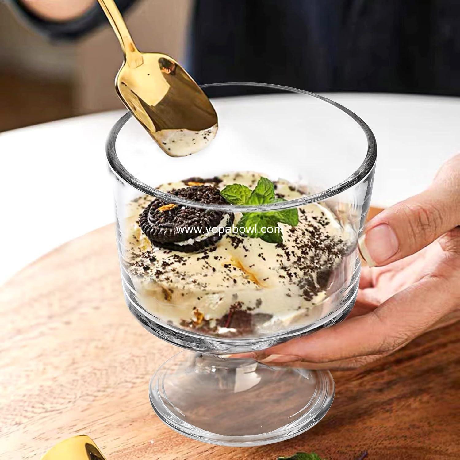 Wholesale 10 oz Glass Dessert Bowls Set of 6, Cute Footed Bowls for Ice Cream, Trifle, Fruit, Pudding, Snacks, Salad, Condiments, Sundaes, and Cocktails - Factory