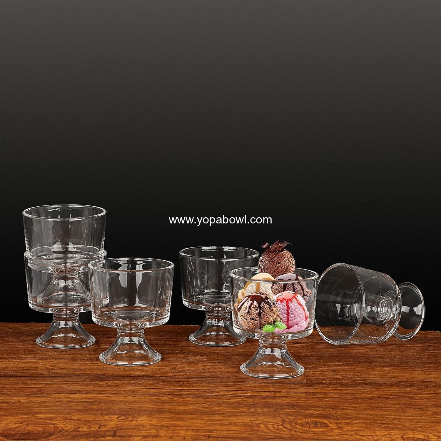 Wholesale 10 oz Glass Dessert Bowls Set of 6, Cute Footed Bowls for Ice Cream, Trifle, Fruit, Pudding, Snacks, Salad, Condiments, Sundaes, and Cocktails - Factory