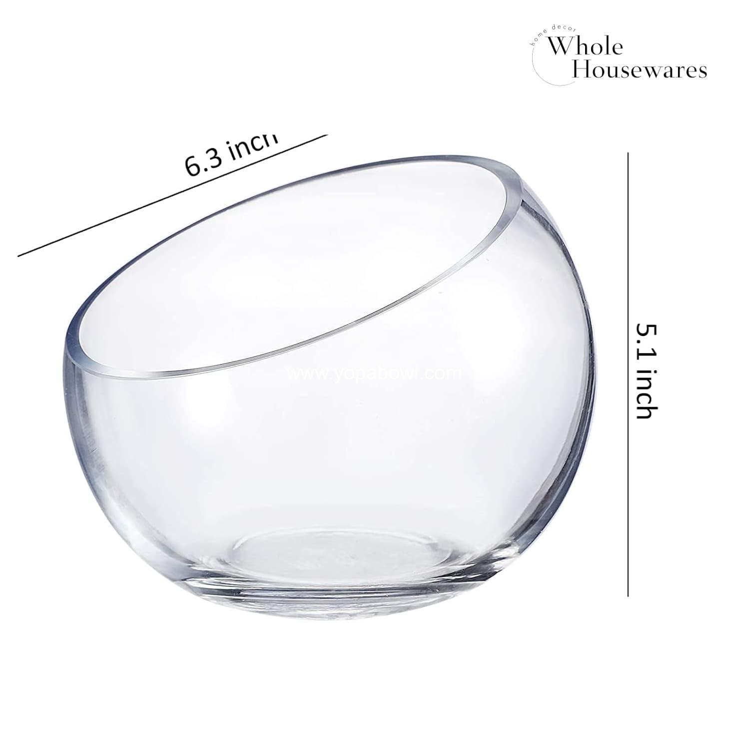 OEM Slant Cut Bowl Glass Vase - 6.3