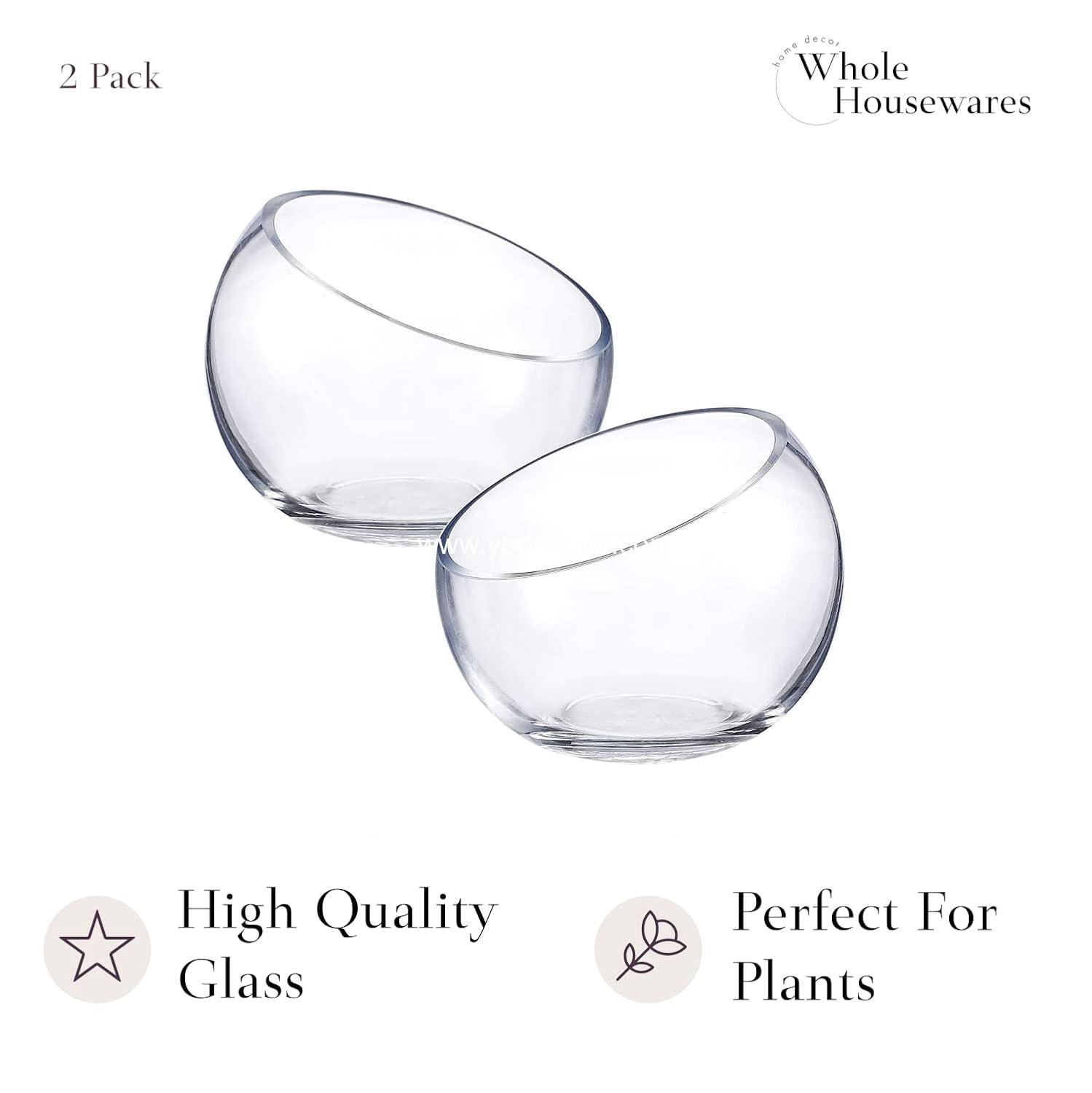 OEM Slant Cut Bowl Glass Vase - 6.3