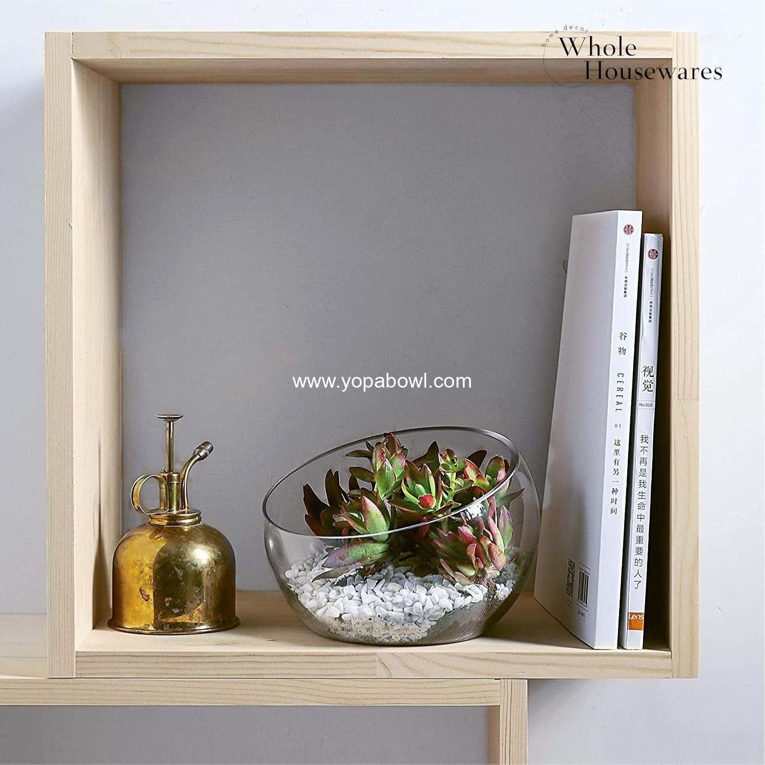 OEM Slant Cut Bowl Glass Vase - 6.3