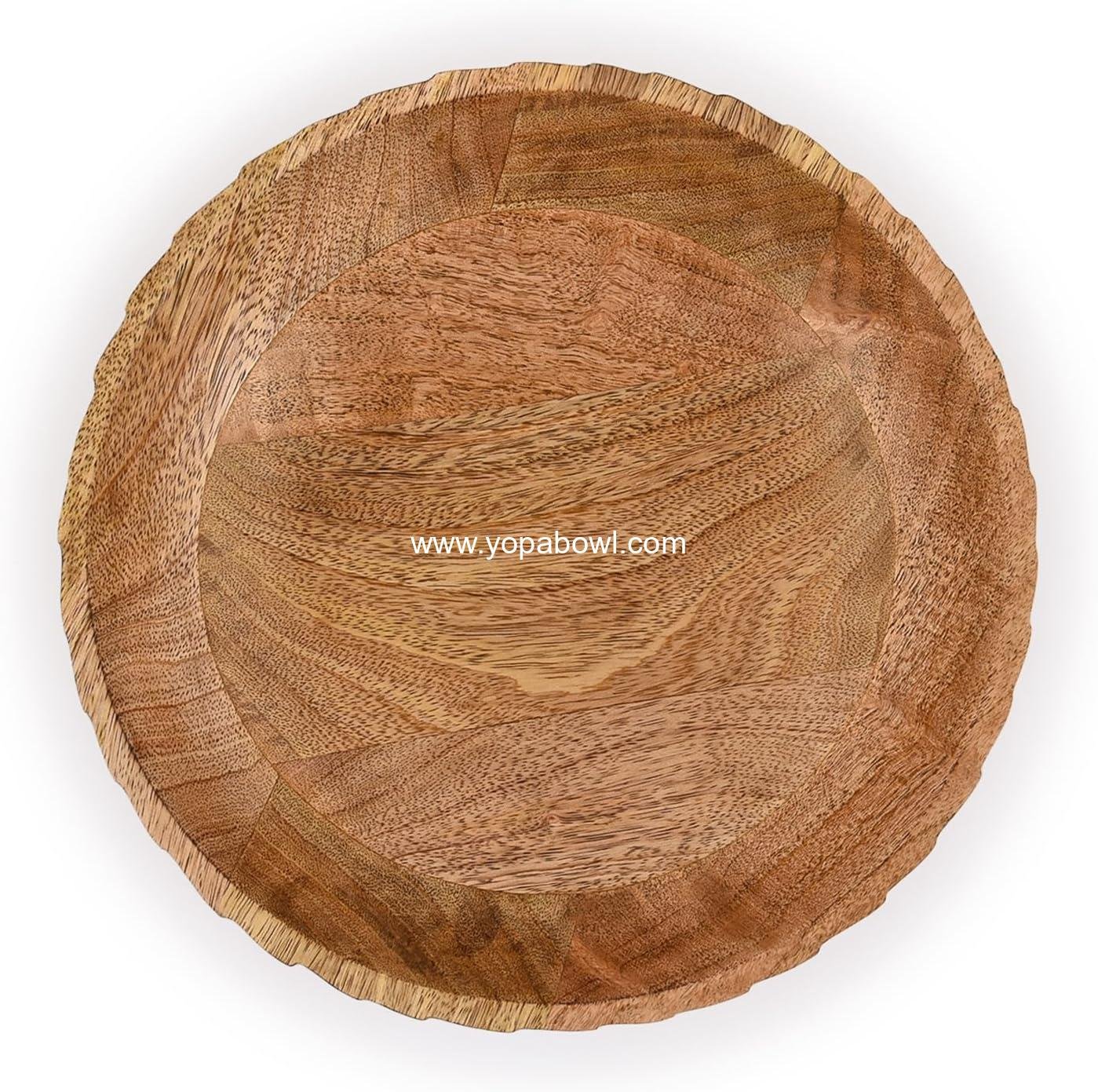 Wholesale Mango Wood Fruit Bowl Pedestal for Table Décor, Wooden Kitchen Counter Fruit Bowl, 12