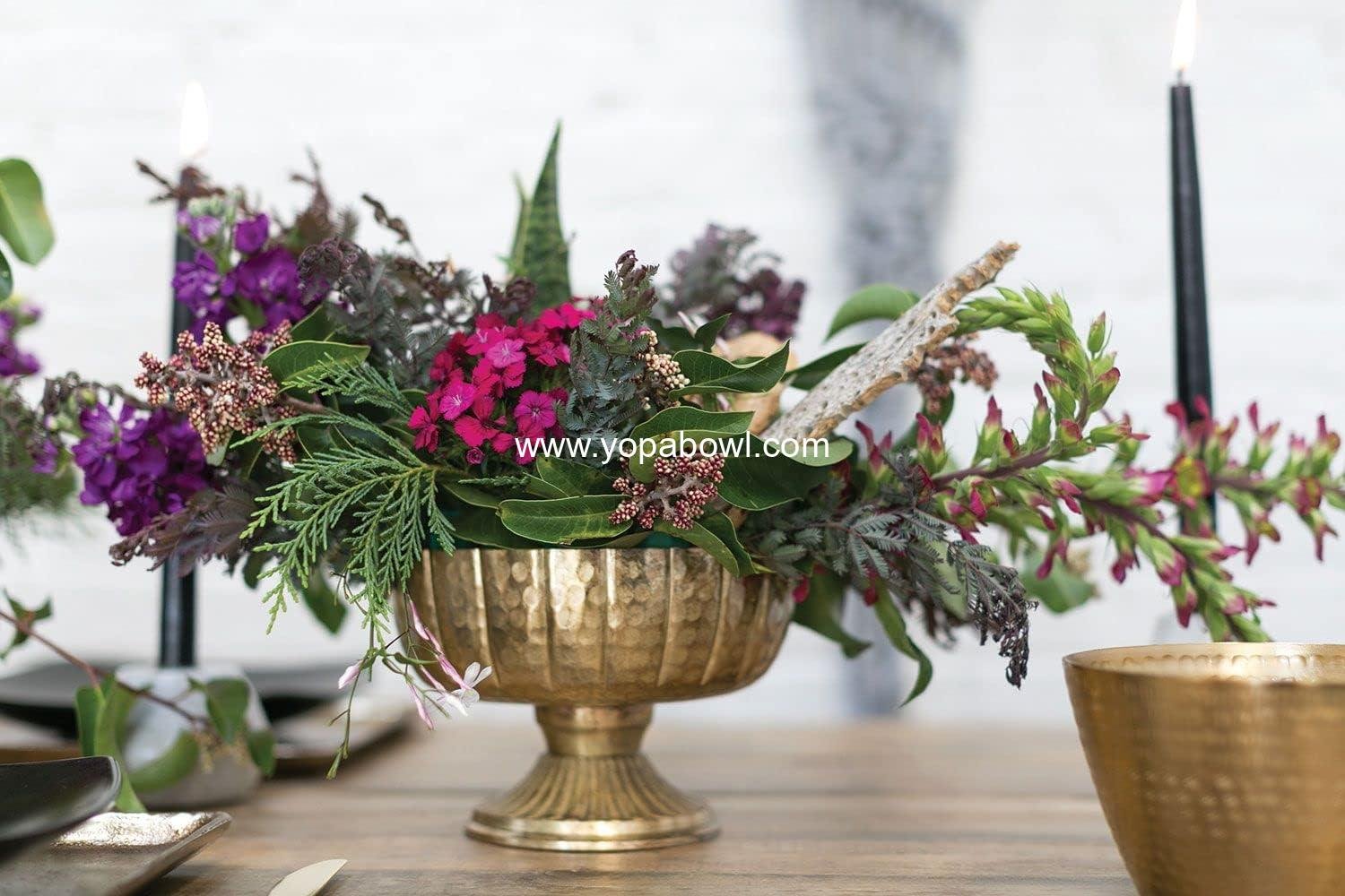 Wholesale Distressed Gold Metal Compote Bowl | Gold Compote Vase | Lita Metal Vase | Indoor and Outdoor Compote for Any Event | Factory
