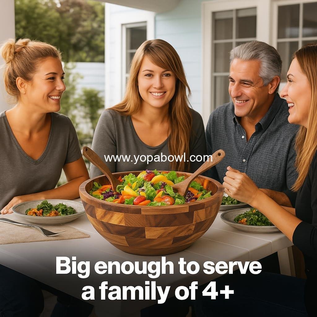 Wholesale Large 12.5 Inch Wooden Salad Serving Bowl Set with Utensils, Acacia Wood Mixing Bowl for Fruits, Salads, Snacks, Holiday Gift, Thanksgiving, Christmas Kitchen Centerpiece Factory