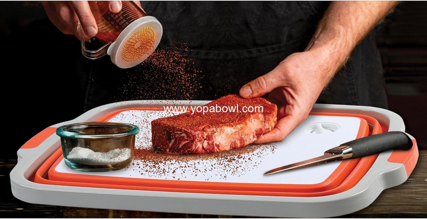 Wholesale Collapsible Food Prep Cutting Board and Grill Caddy Tub with Colander & Lid | Multifunctional Kitchen Vegetable Washing Basket | Silicone Dish Tub for BBQ, Picnic, Tailgate, and Camping Factory