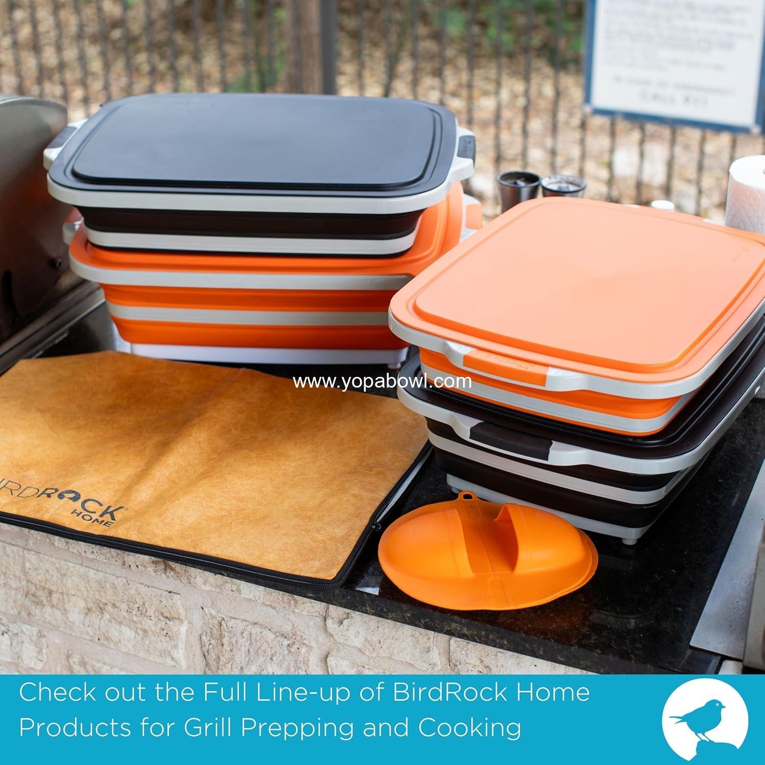 Wholesale Collapsible Food Prep Cutting Board and Grill Caddy Tub with Colander & Lid | Multifunctional Kitchen Vegetable Washing Basket | Silicone Dish Tub for BBQ, Picnic, Tailgate, and Camping Factory