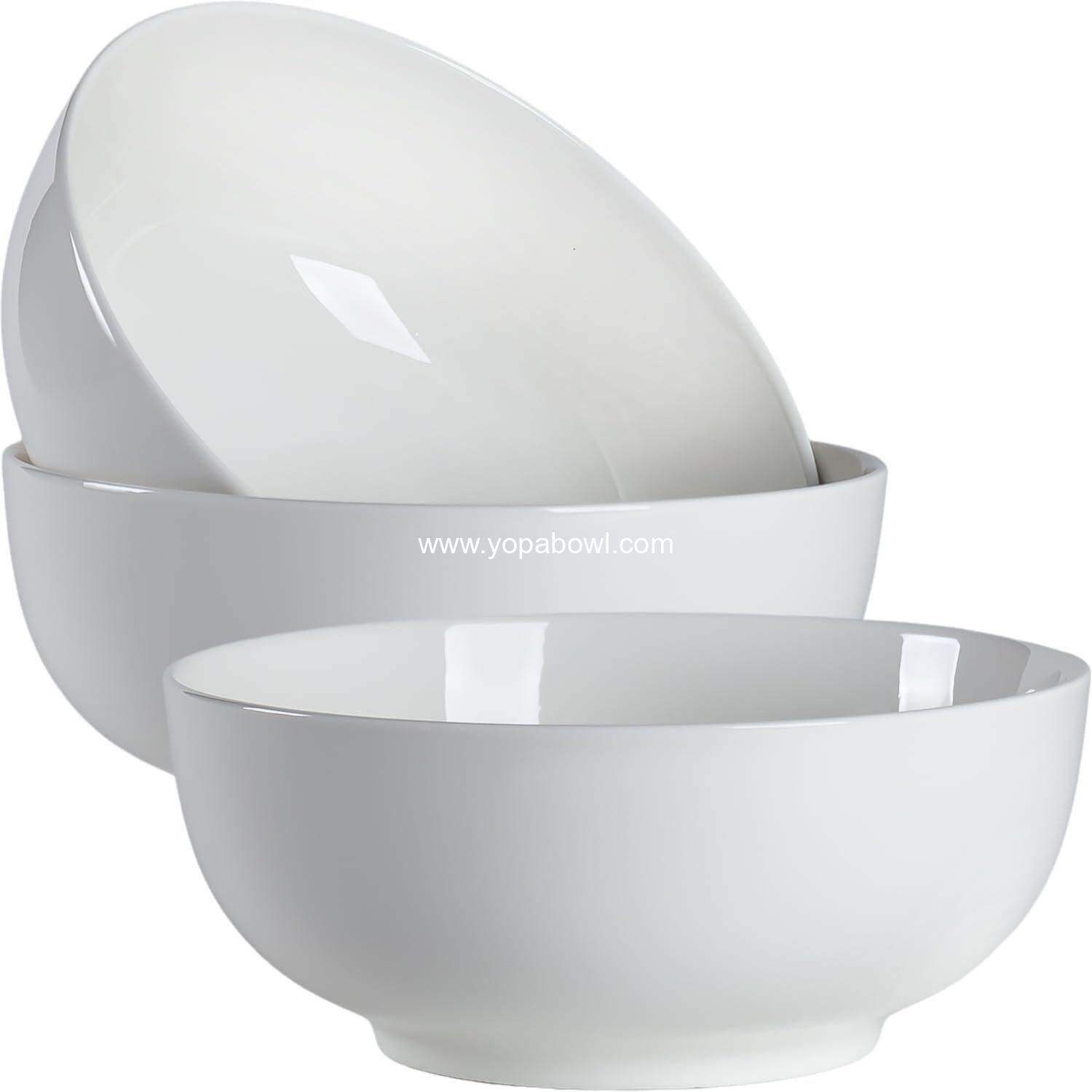 60 oz Large Pho Soup Bowls, Large Ramen Bowls, Off-White Big Ceramic Bowls Set of 3, 8 Inch