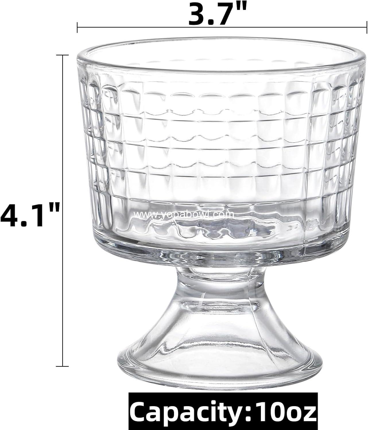 Wholesale 6 Pack 10 Oz Footed Glass Dessert Bowls - Ice Cream Cups, Crystal Trifle and Parfait Cups for Fruits, Pudding, Sundaes, Milkshakes, Nuts, Snacks - Factory