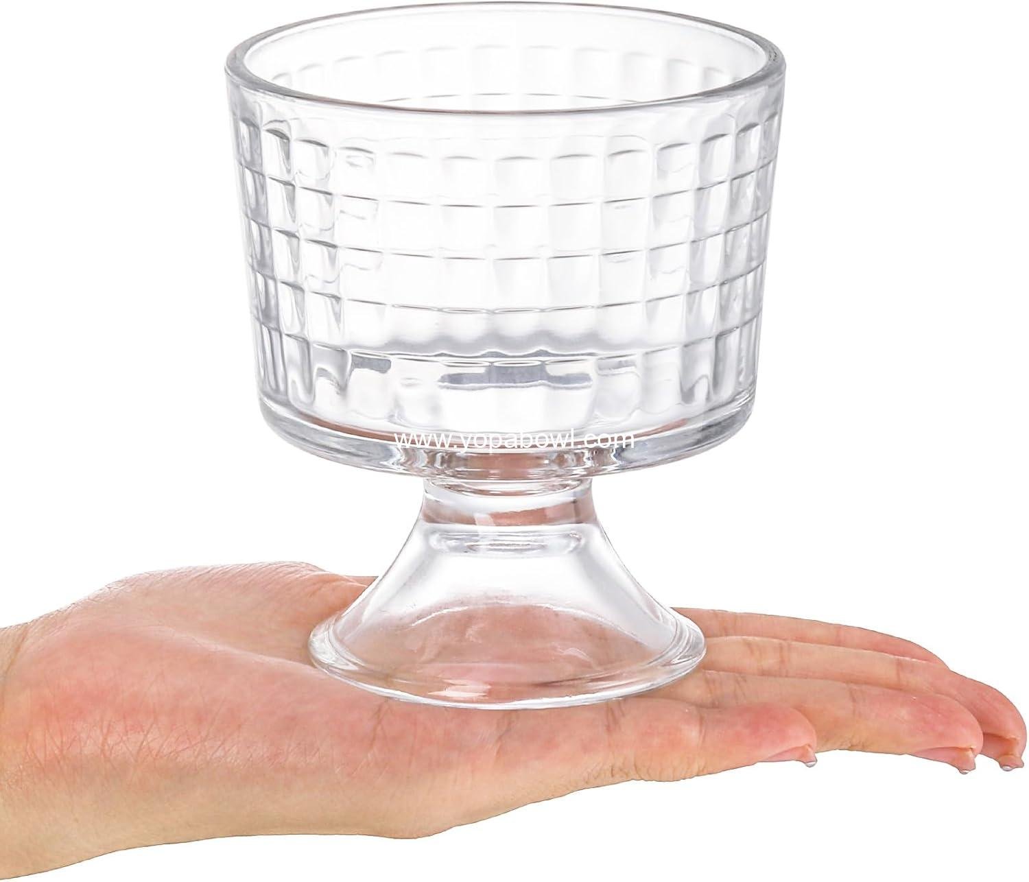 Wholesale 6 Pack 10 Oz Footed Glass Dessert Bowls - Ice Cream Cups, Crystal Trifle and Parfait Cups for Fruits, Pudding, Sundaes, Milkshakes, Nuts, Snacks - Factory