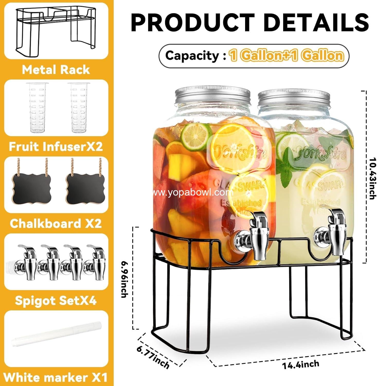 Wholesale 1 Gallon Glass Drink Dispenser with Stand and Spigot for Parties, BBQs, Picnics, and Laundry Detergent - Factory
