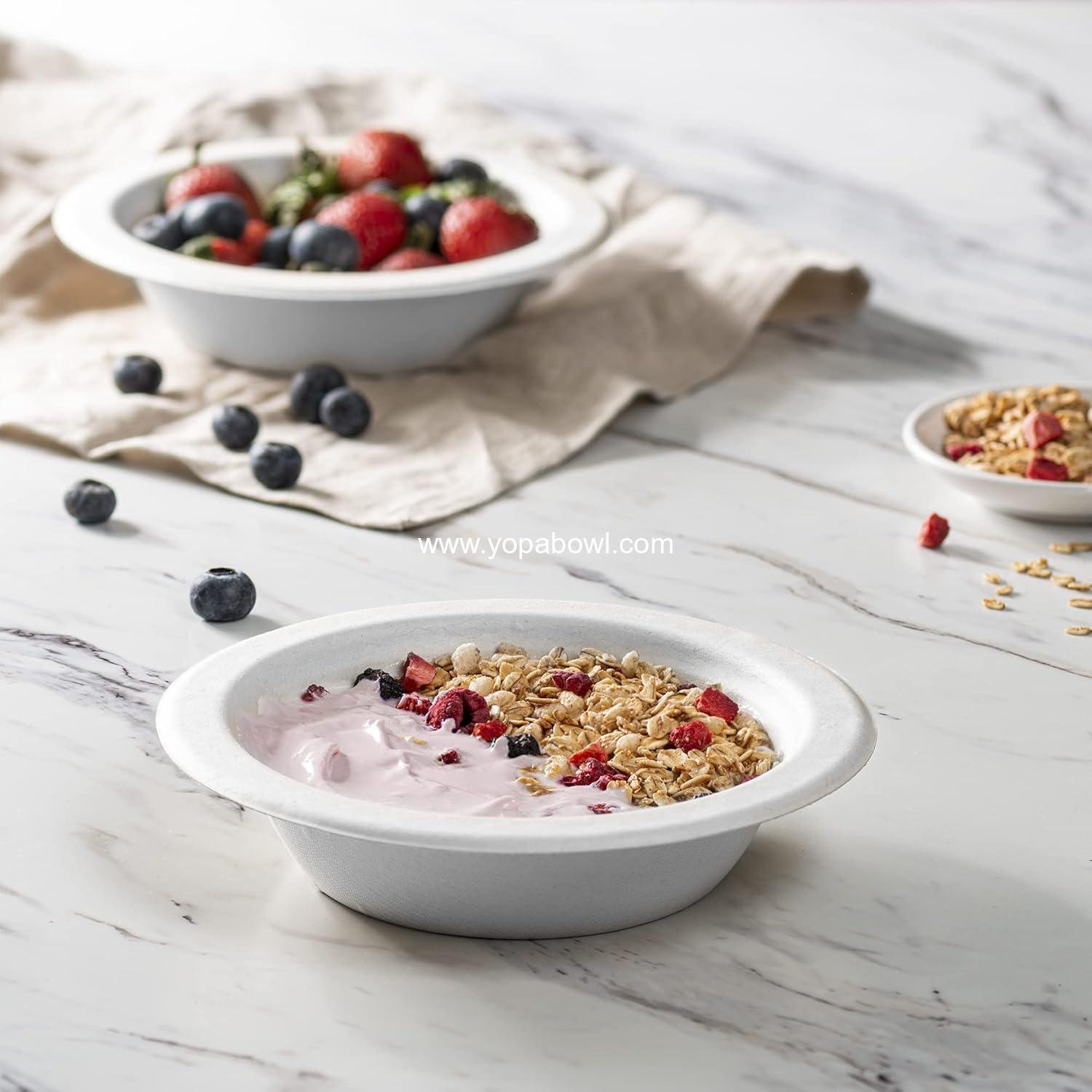 Wholesale 16 oz. Heavy-Duty 100% Compostable White Paper Bowls - Eco-Friendly Disposable Sugarcane Soup Bowls, 125 Count Factory