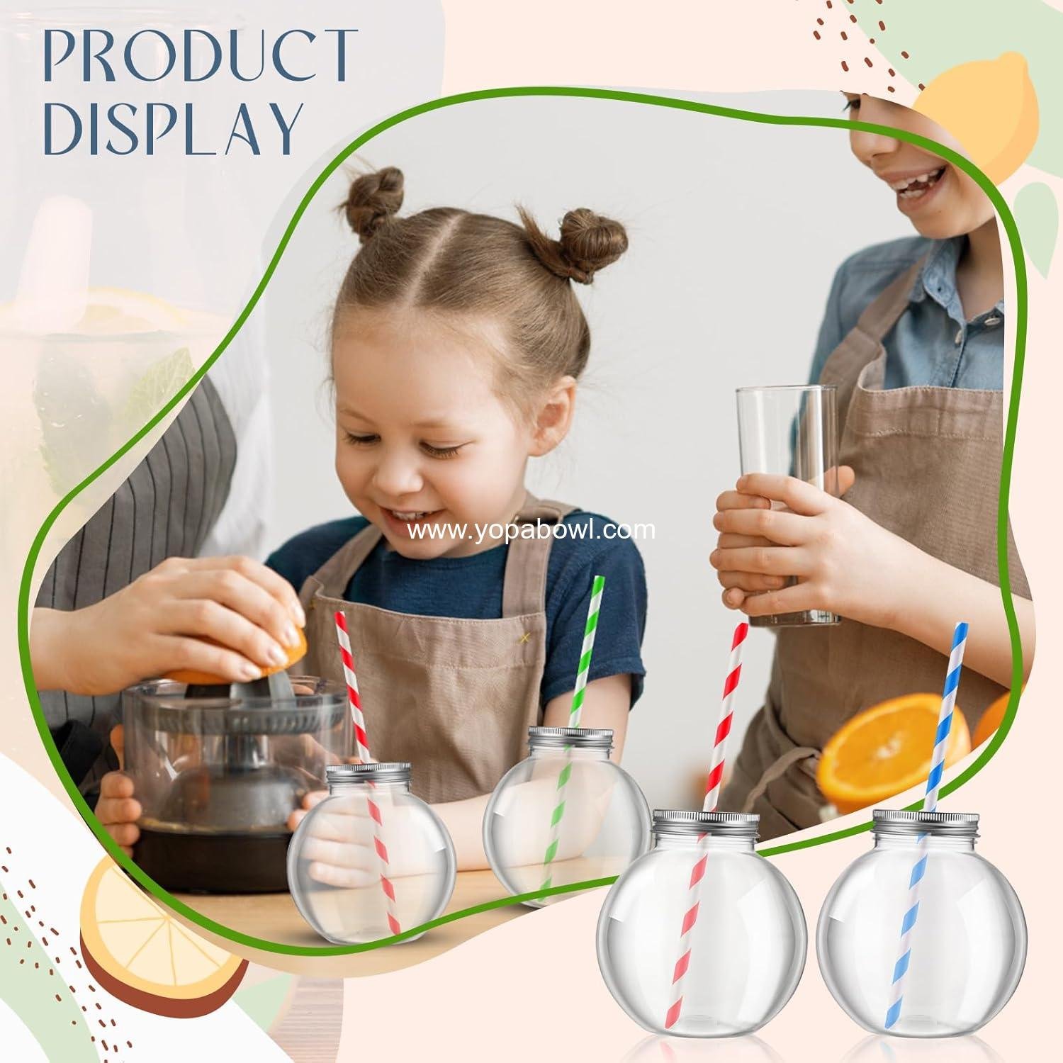 Wholesale 24 Pcs 10 oz Mini Plastic Fish Bowl Cups for Drinks Clear Spherical Potion Bottles with Lids and Straws for Christmas Carnival Candy Party Decorations Multicolor Factory